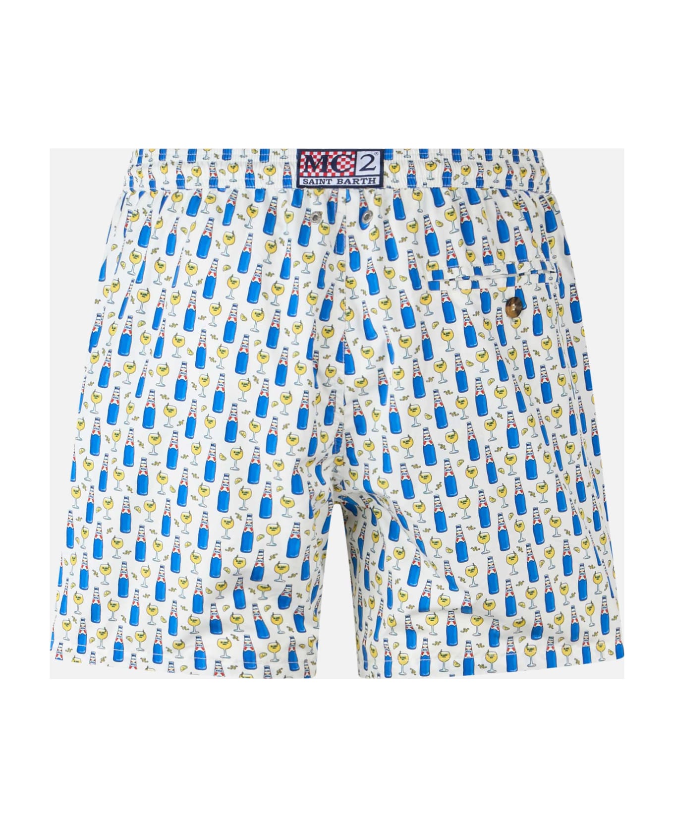 MC2 Saint Barth Man Lightweight Fabric Swim Shorts With Blanc 1664 Print | Blanc 1664 Special Edition - WHITE