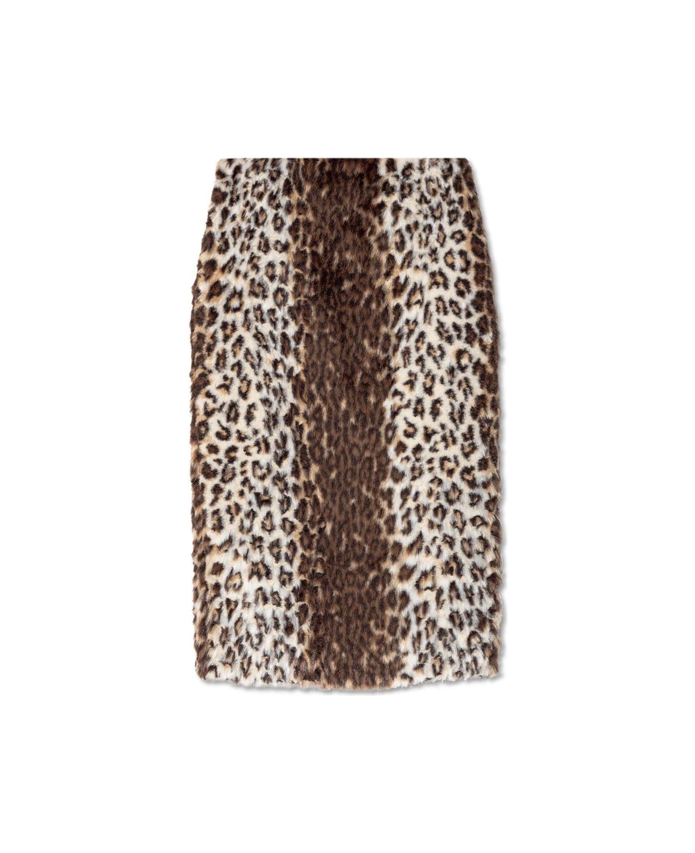 Alexander McQueen Leopard Jacquard Pencil Skirt - BROWN スカート