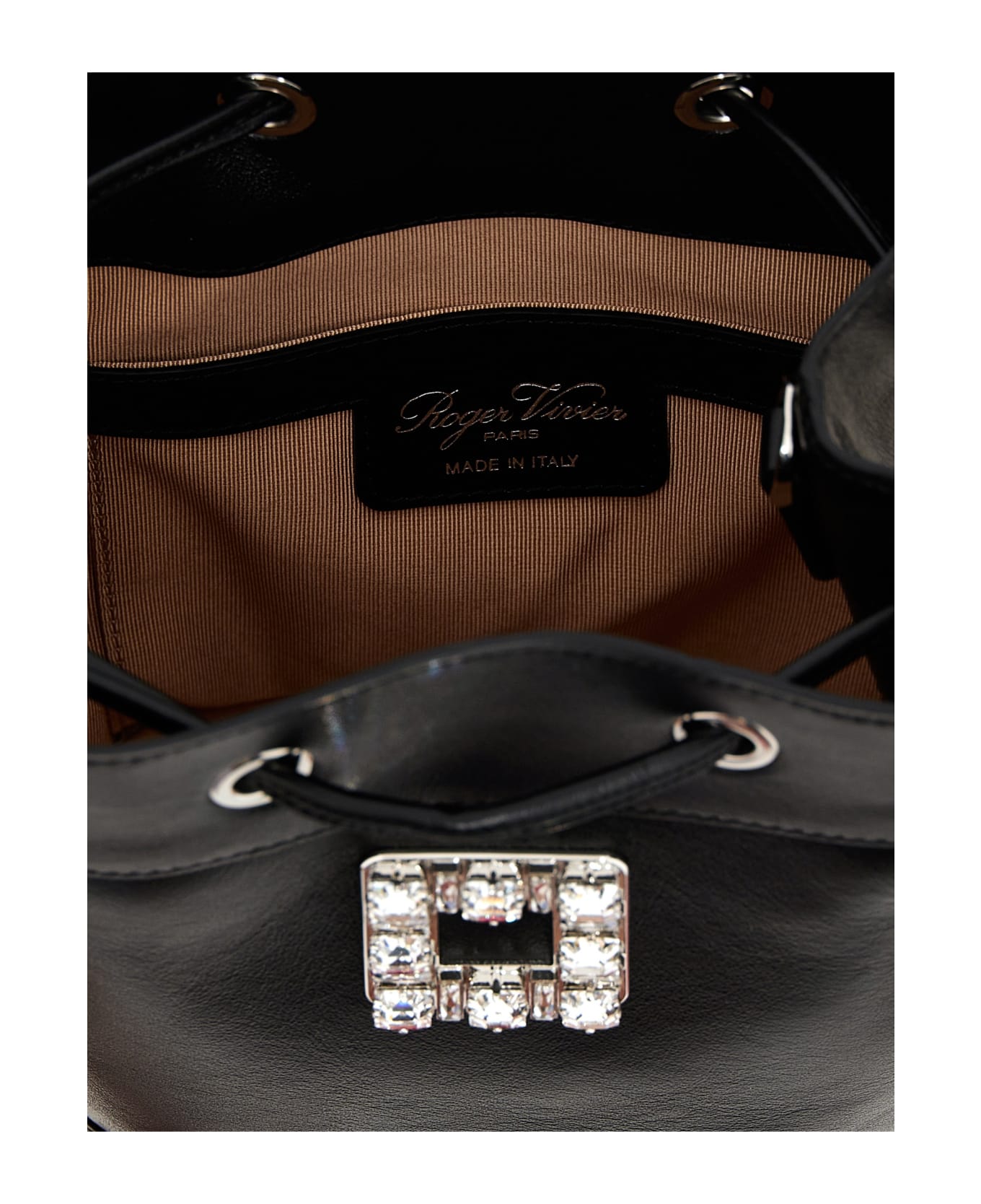 Roger Vivier Très Vivier Leather Bucket Bag - Black