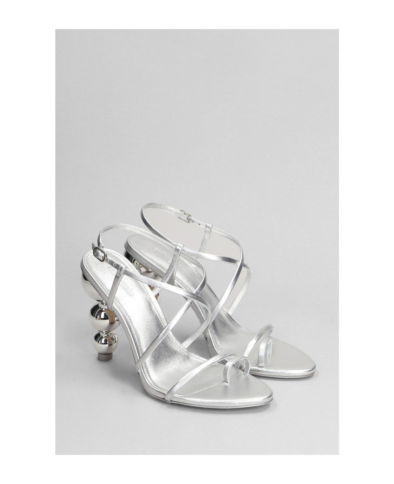 Cult Gaia Robyn Sandals In Silver Leather - silver