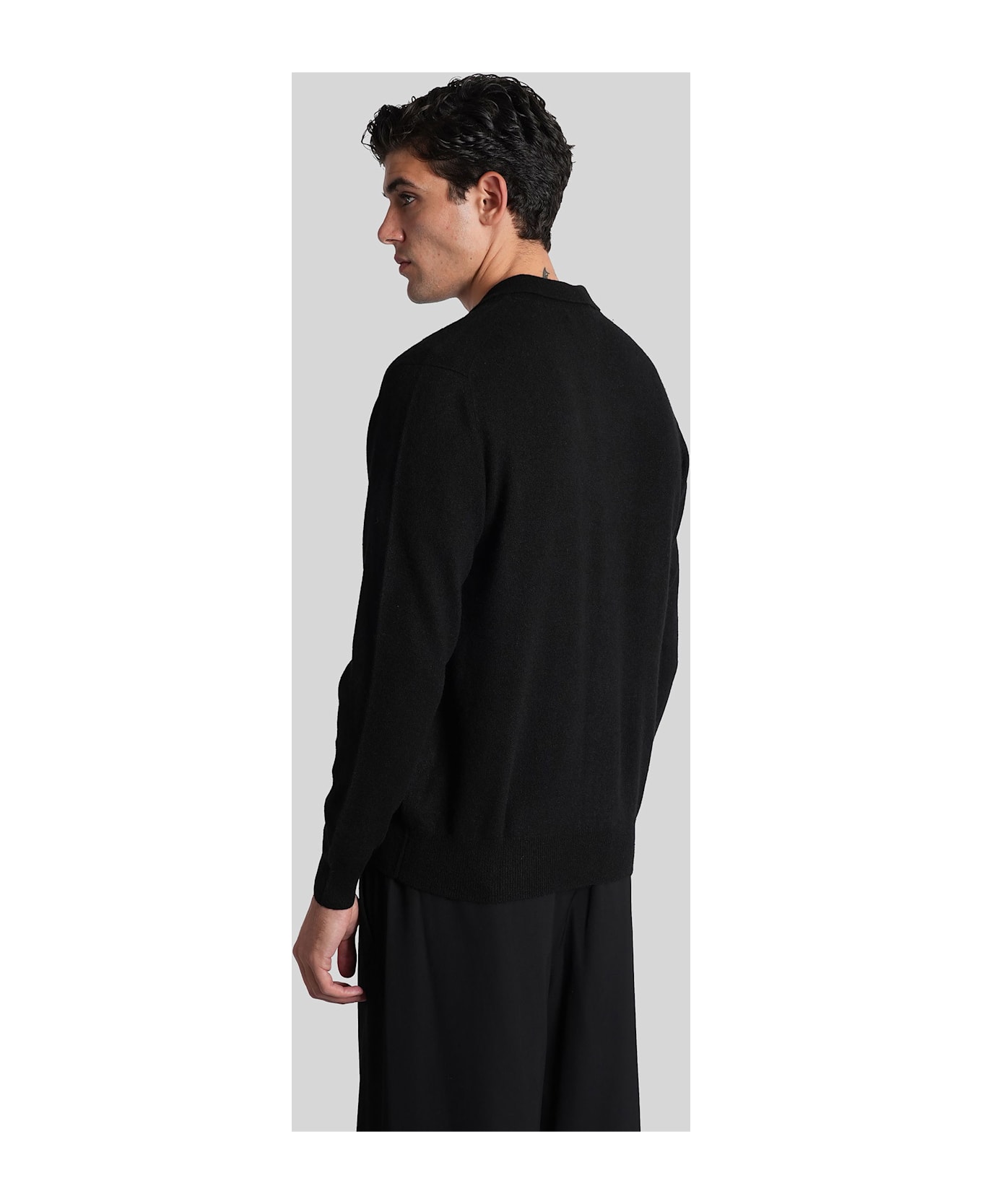 Attachment Cardigan In Black Cashmere - black