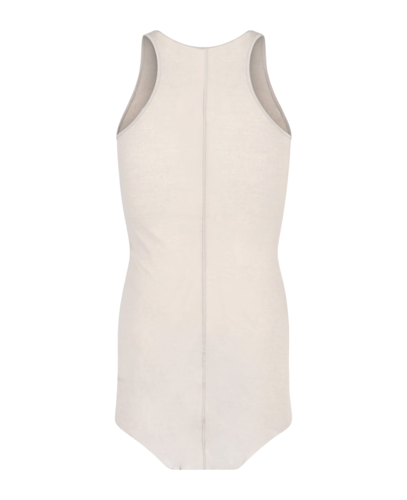 Rick Owens Grey Tank Top With Curved Hem In Cotton Man - Beige
