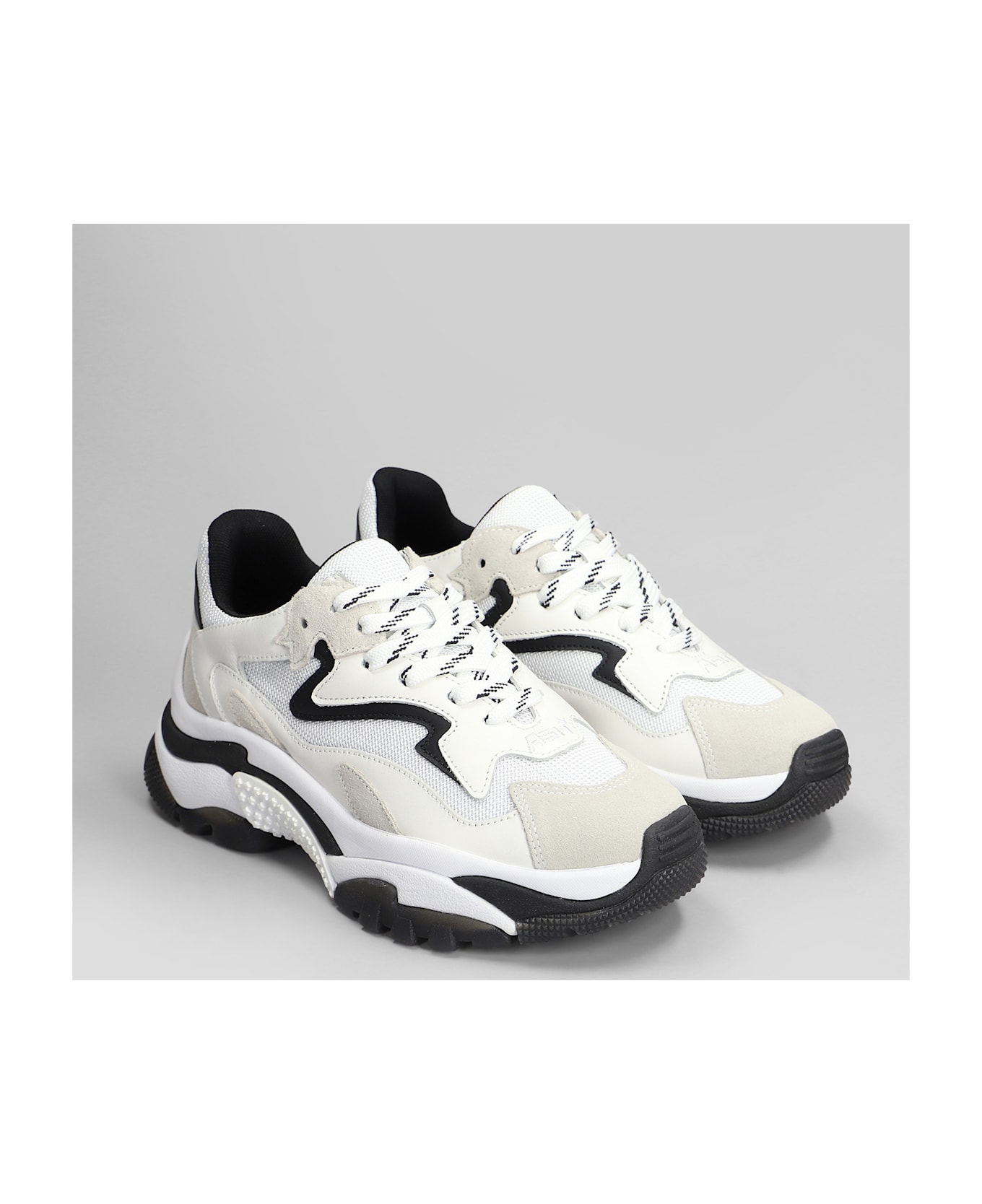 Ash Addict Sneakers In White Leather And Fabric - white