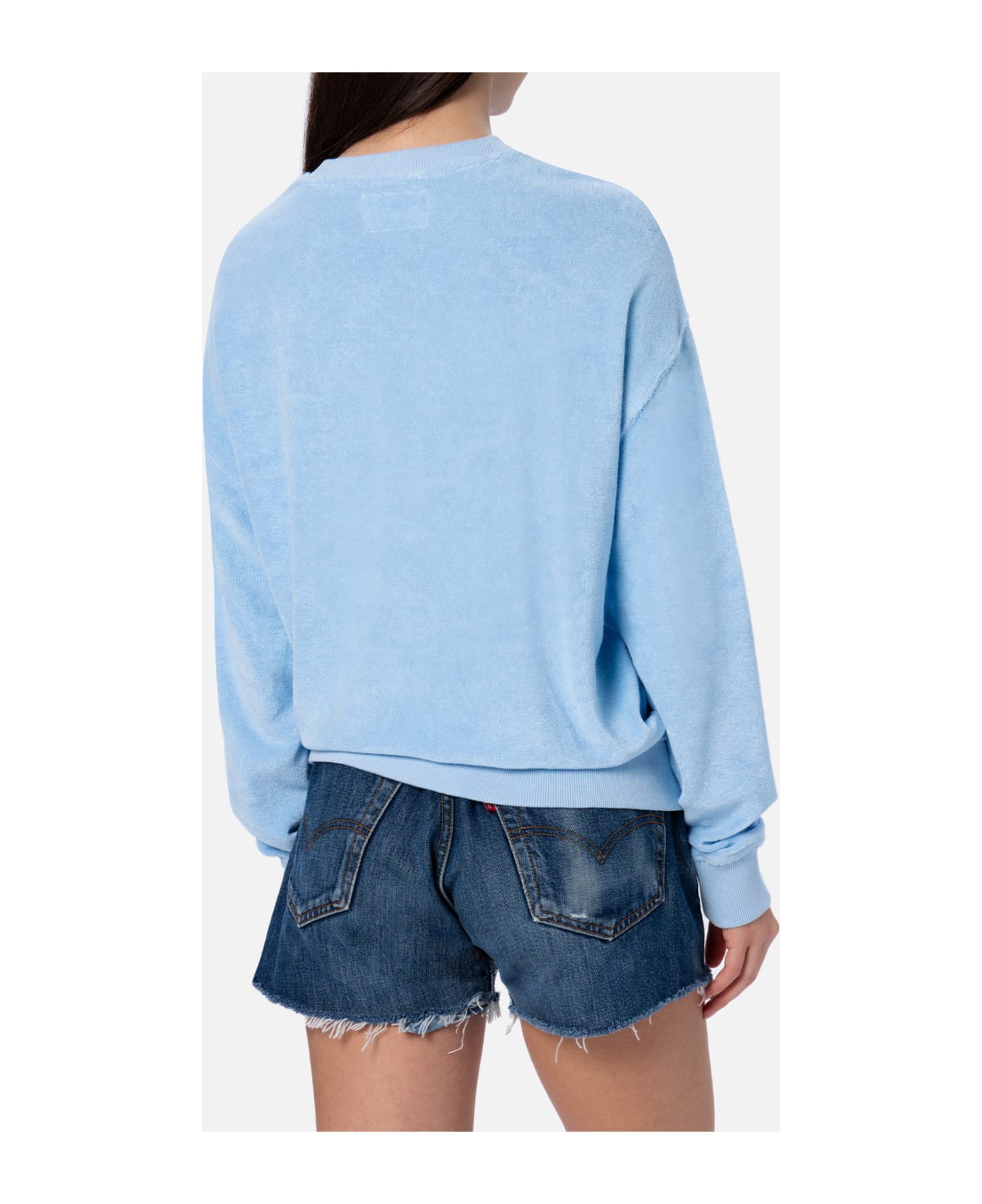 MC2 Saint Barth Woman Light Blue Terry Cotton Stardust Sweatshirt - SKY
