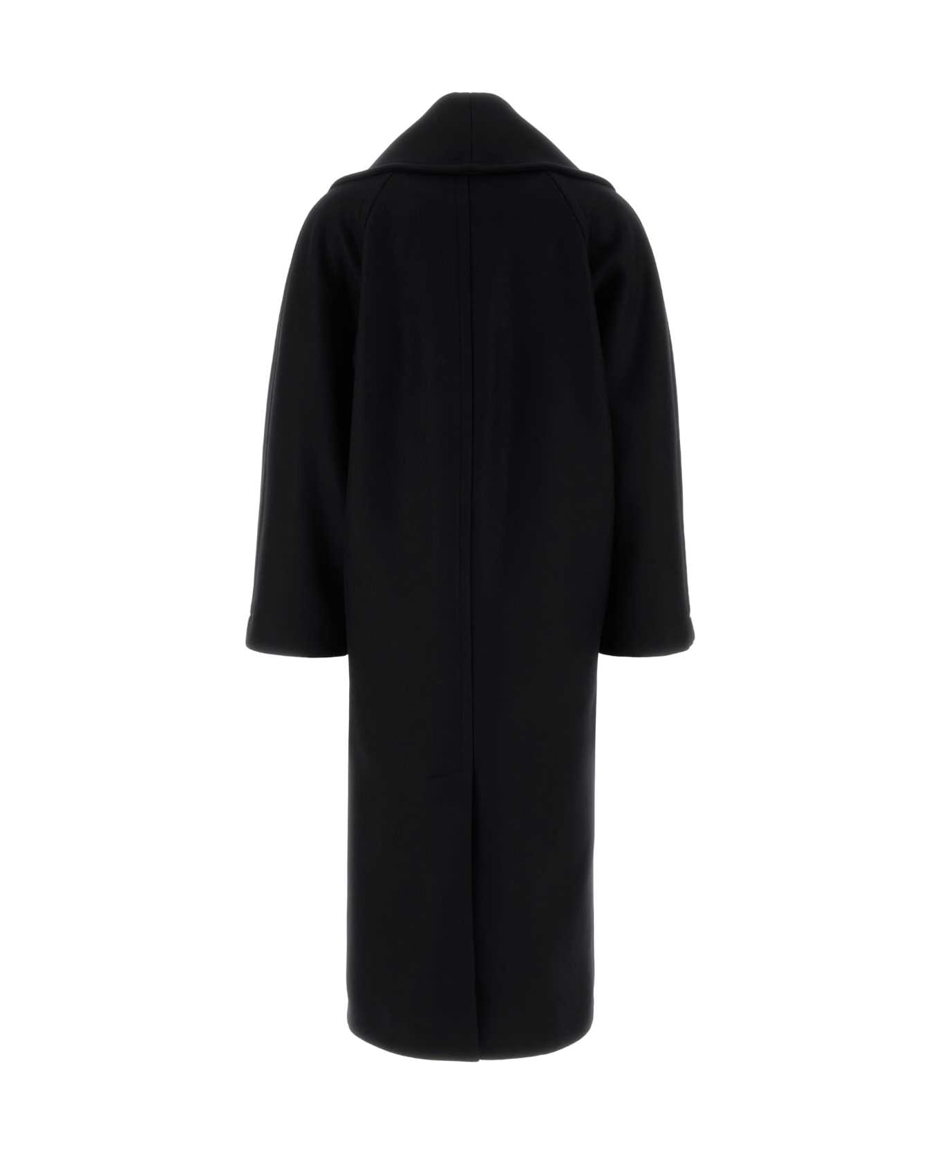 Bottega Veneta Black Stretch Wool Blend Coat - Black