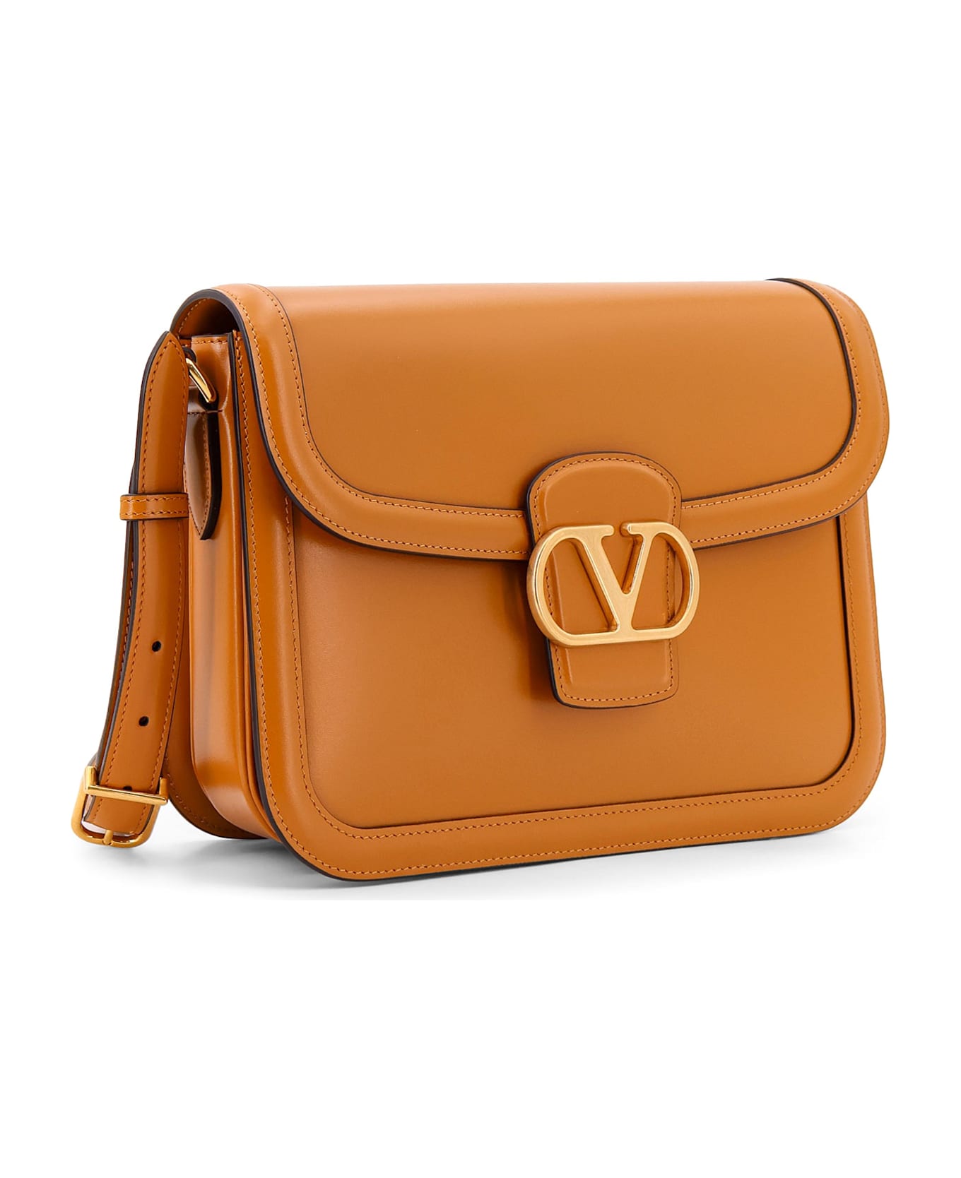 Valentino Garavani Orange Leather 9to5 Shoulder Bag - Gold