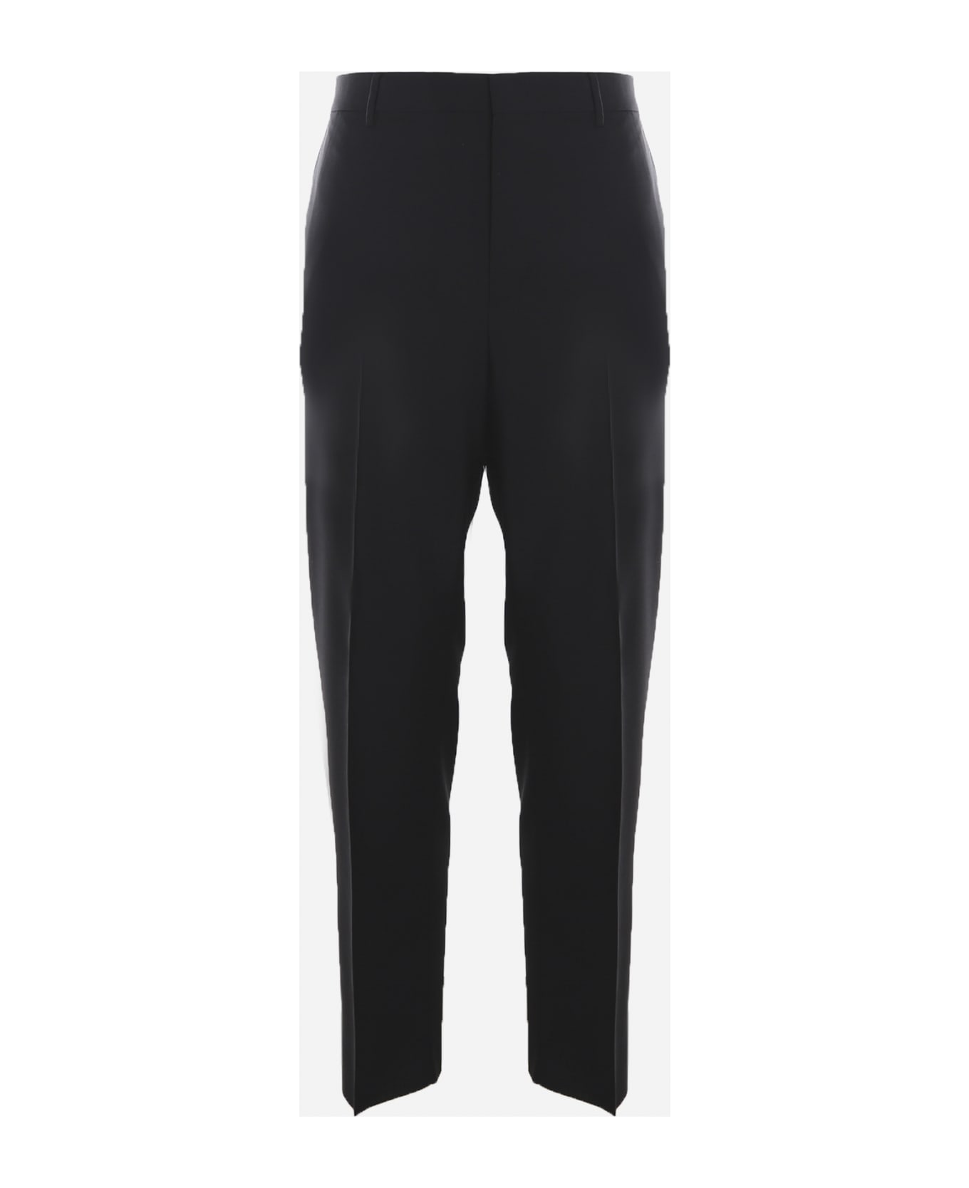 Valentino Basic Trousers Made Of Wool And Mohair - Black