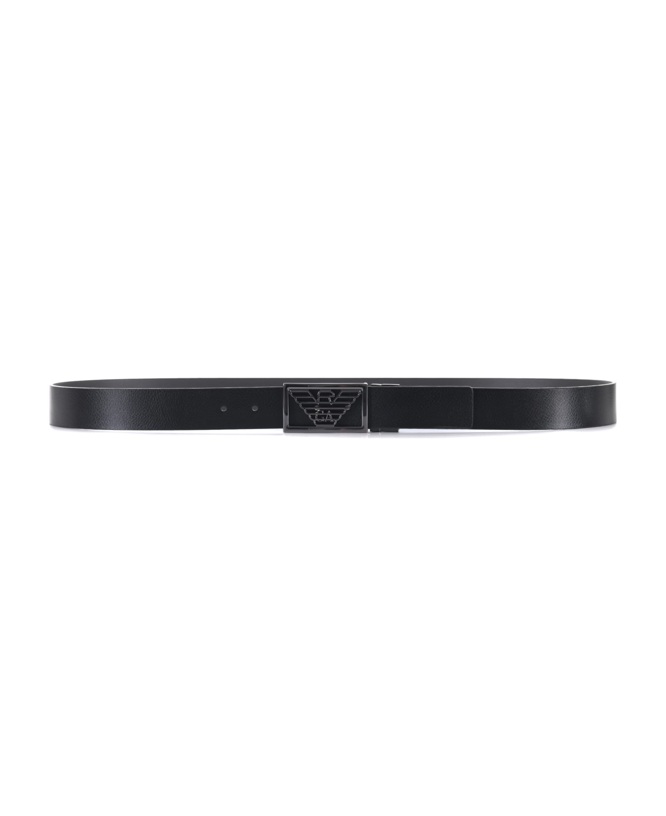 Emporio Armani Reversible Plate Belt - BLACK