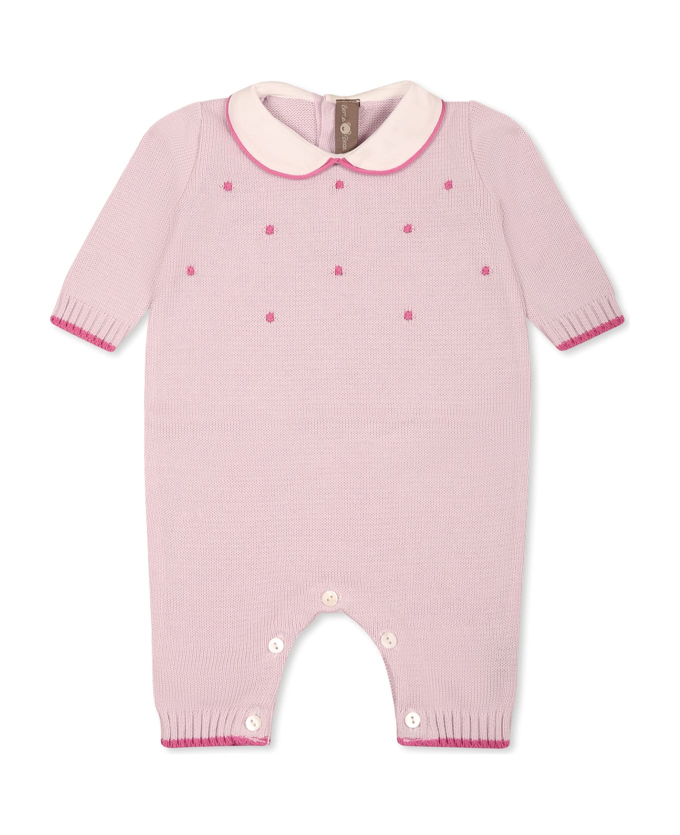 Little Bear Purple Babygrow For Baby Girl With Polka Dots - Violet