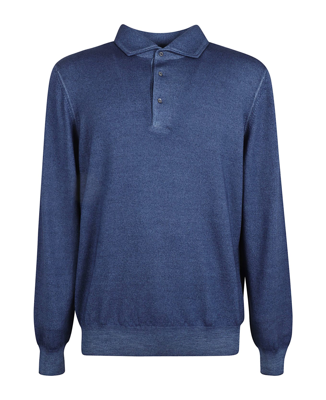 Lardini Long-sleeved Stoned Polo Shirt - Blue