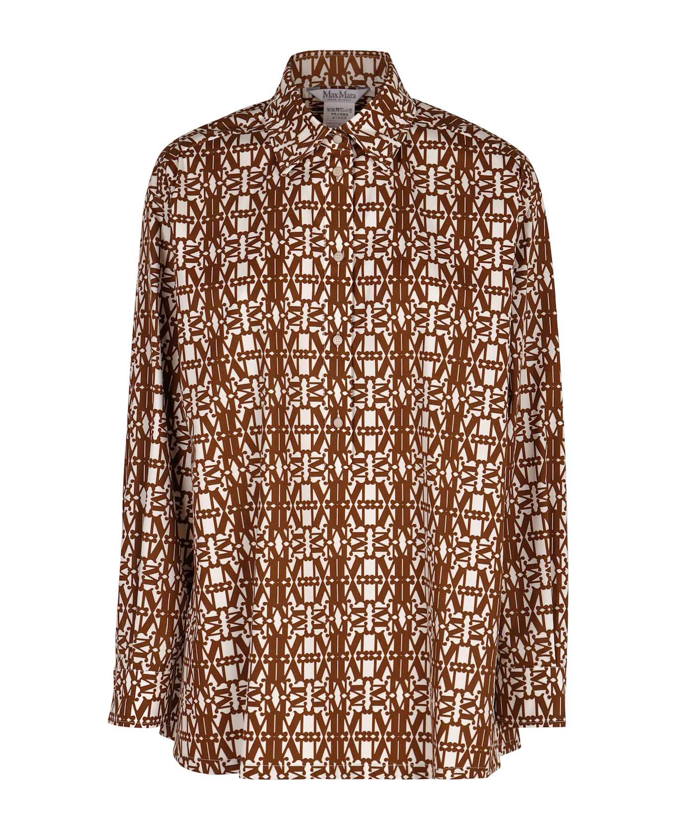 Max Mara Gallura Printed Cotton Shirt - brown