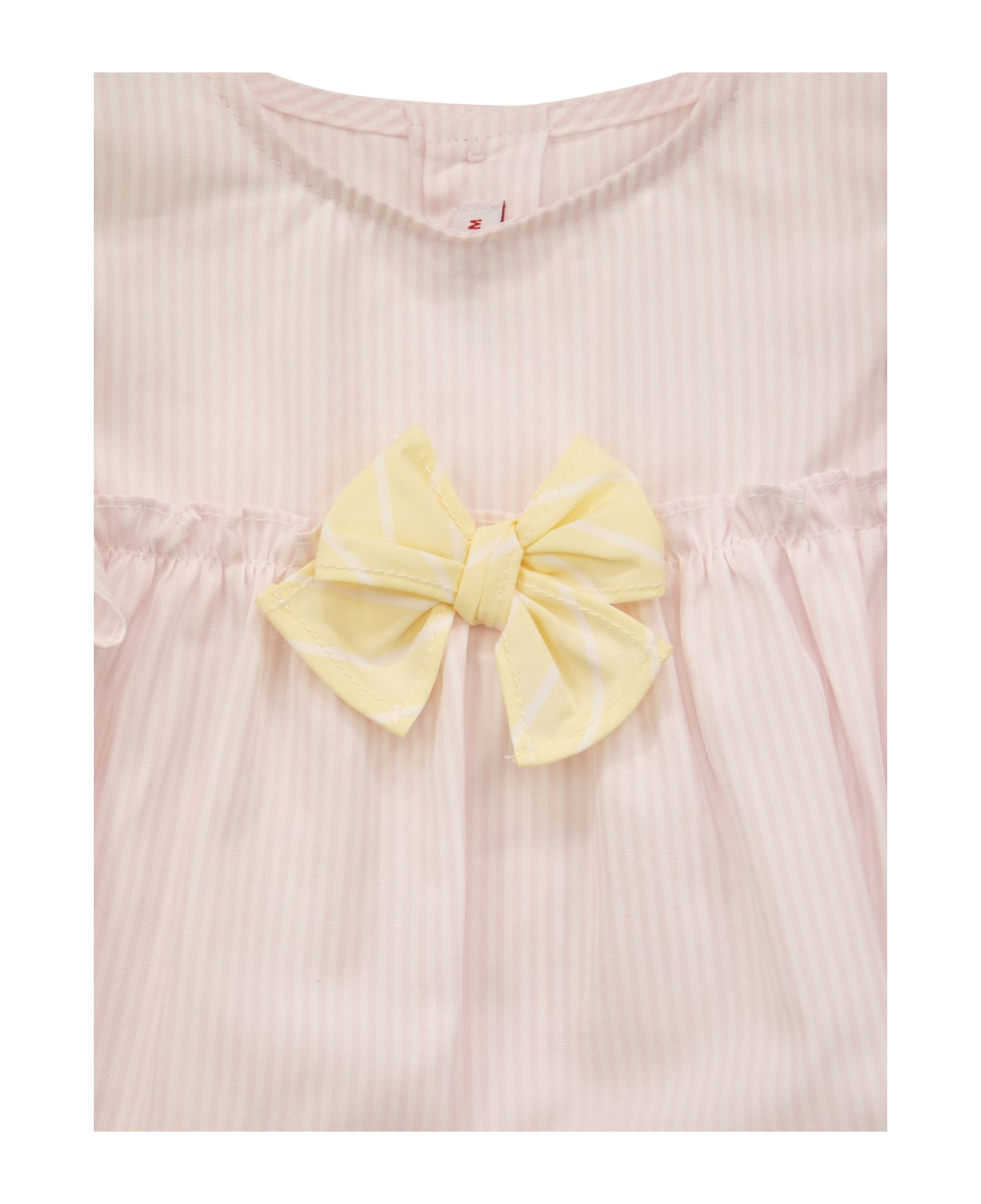 Il Gufo Striped Cotton Suit - Pink/yellow
