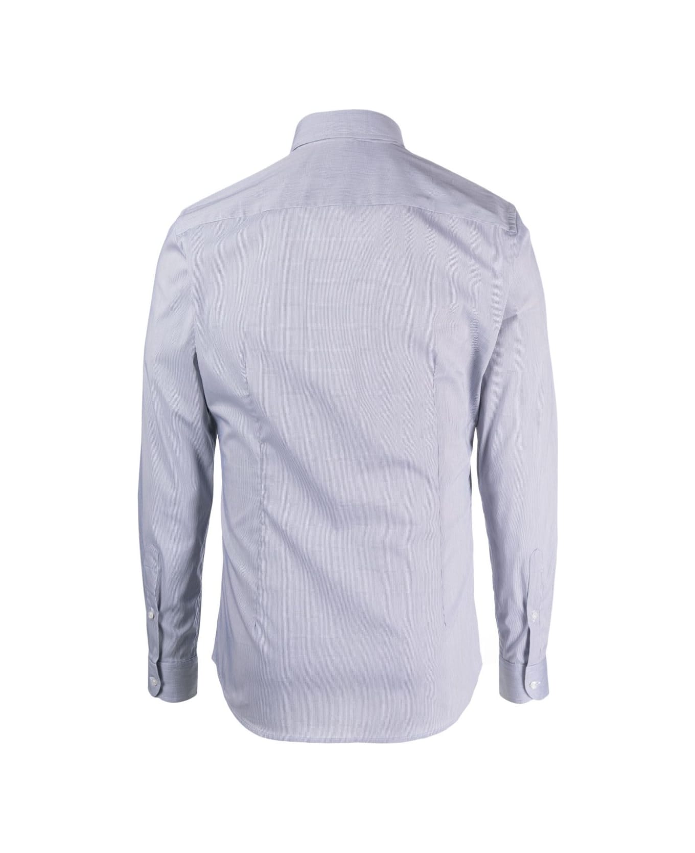 Fay New Button Down Stretch Popeline Microchecked Shirt - White