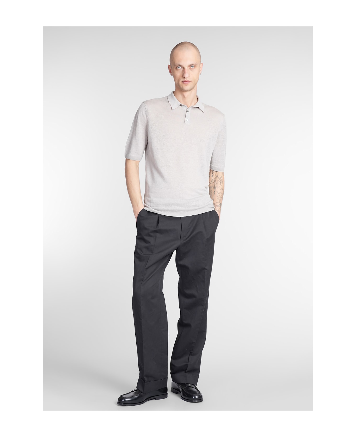 Ballantyne T-shirt In Grey Linen - grey