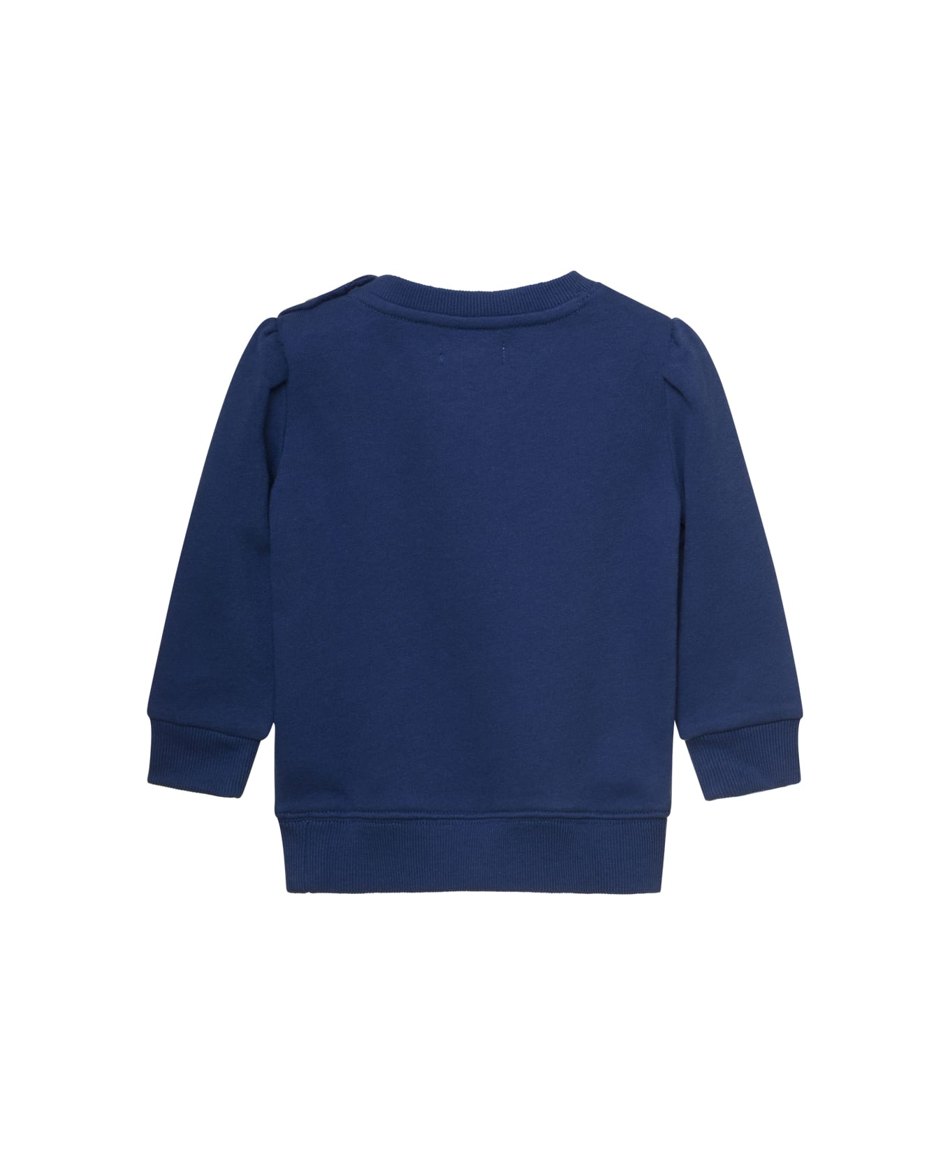Polo Ralph Lauren Blue Crewneck Sweatshirt With Teddy Bear Print In Cotton Blend Baby - Blu
