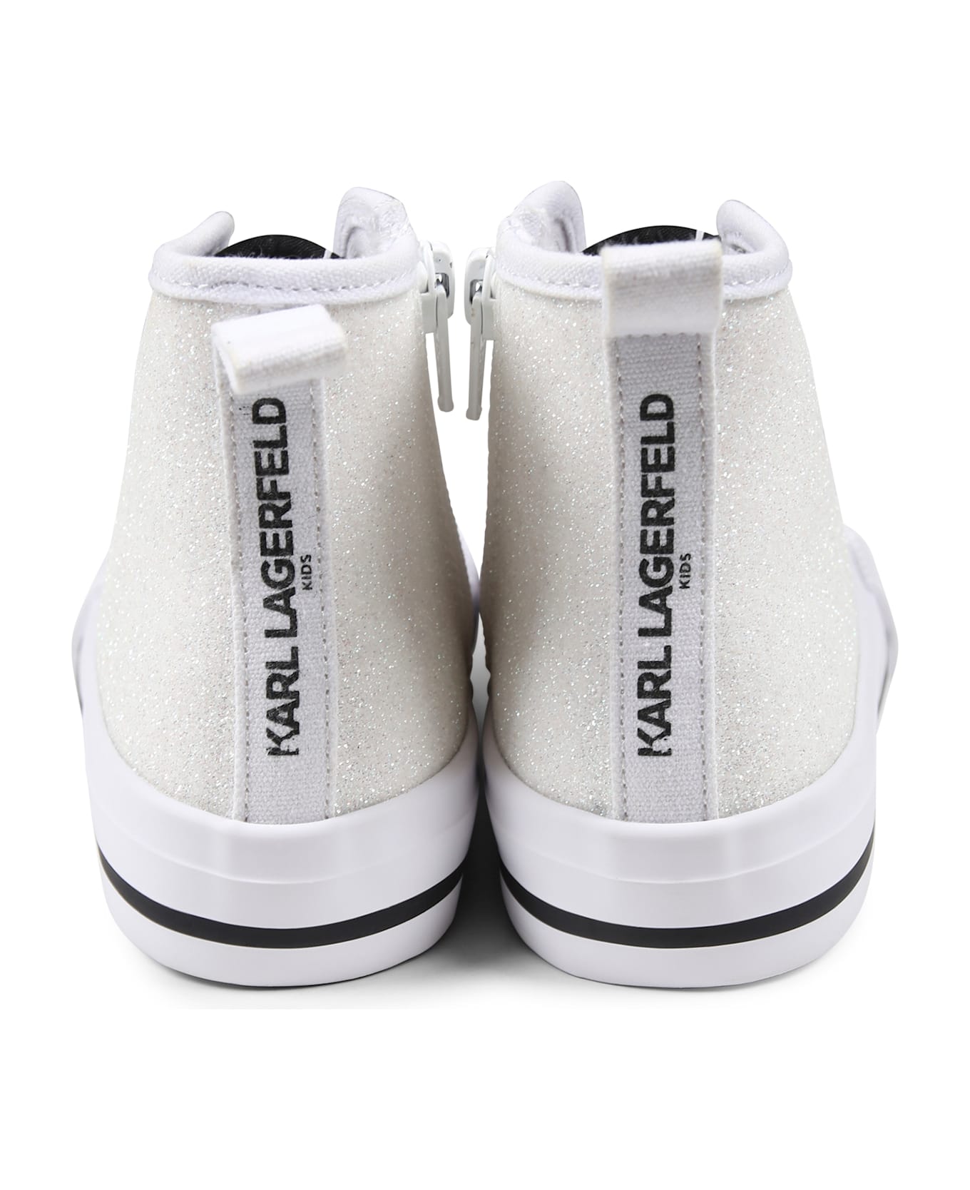 Karl Lagerfeld Kids White Sneakers For Girl With Choupette And Karl Lagerfeld - White