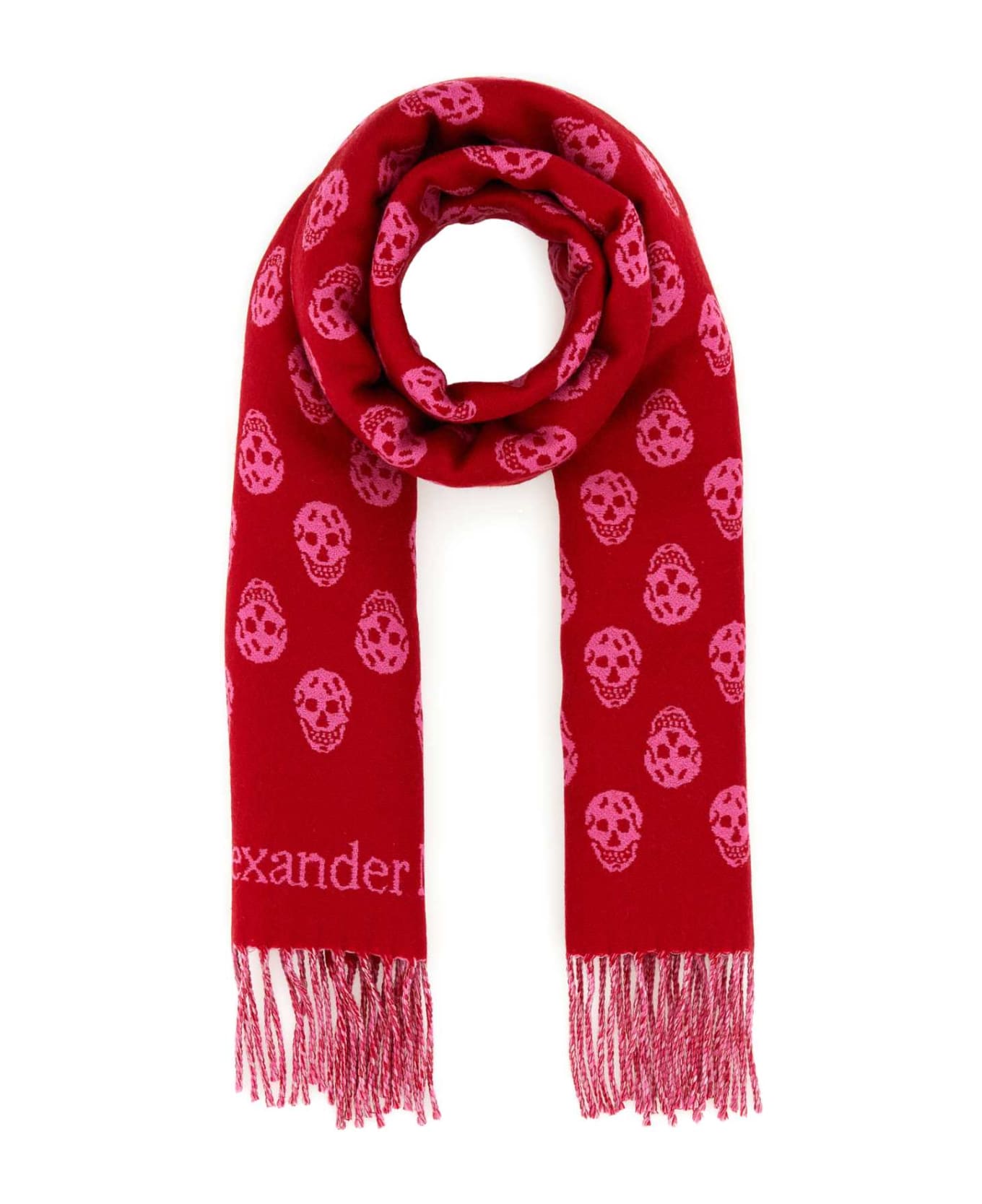 Alexander McQueen Embroidered Wool Reversible Scarf - WELSHREDPSYCPINK スカーフ＆ストール
