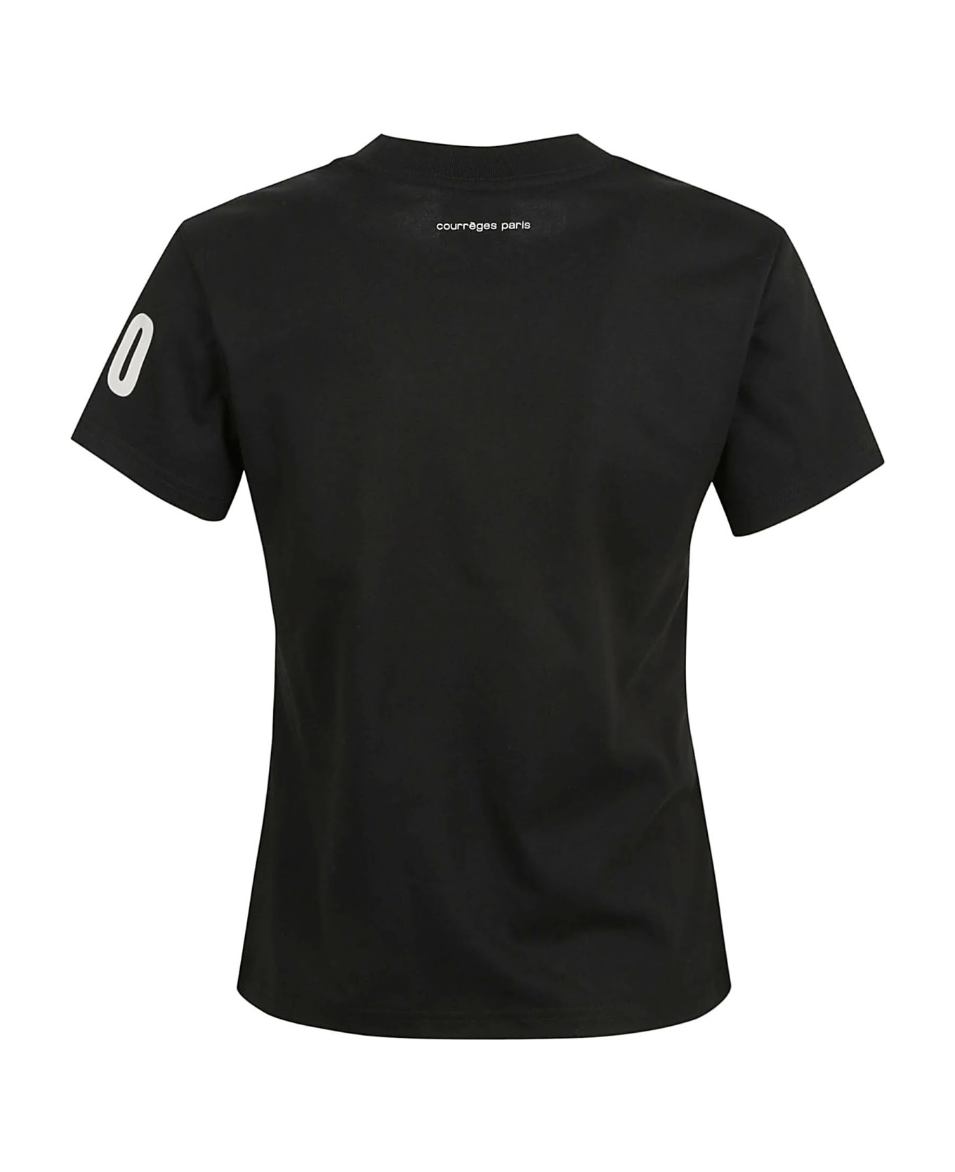 Courrèges Logo Print Round Neck T-shirt - Black Tシャツ