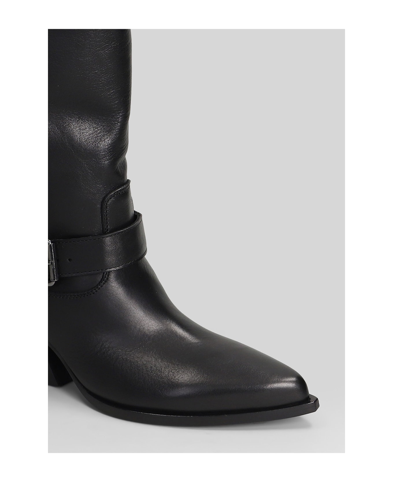 Elena Iachi Texan Boots In Black Leather - black