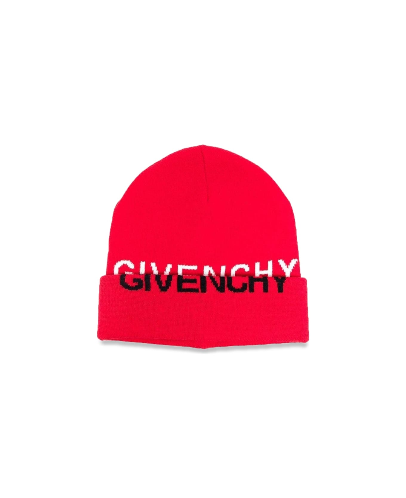 Givenchy Knitted Hat Givenchy "split" Jacquard Pattern On Hat And Turn-up Edge. - RED