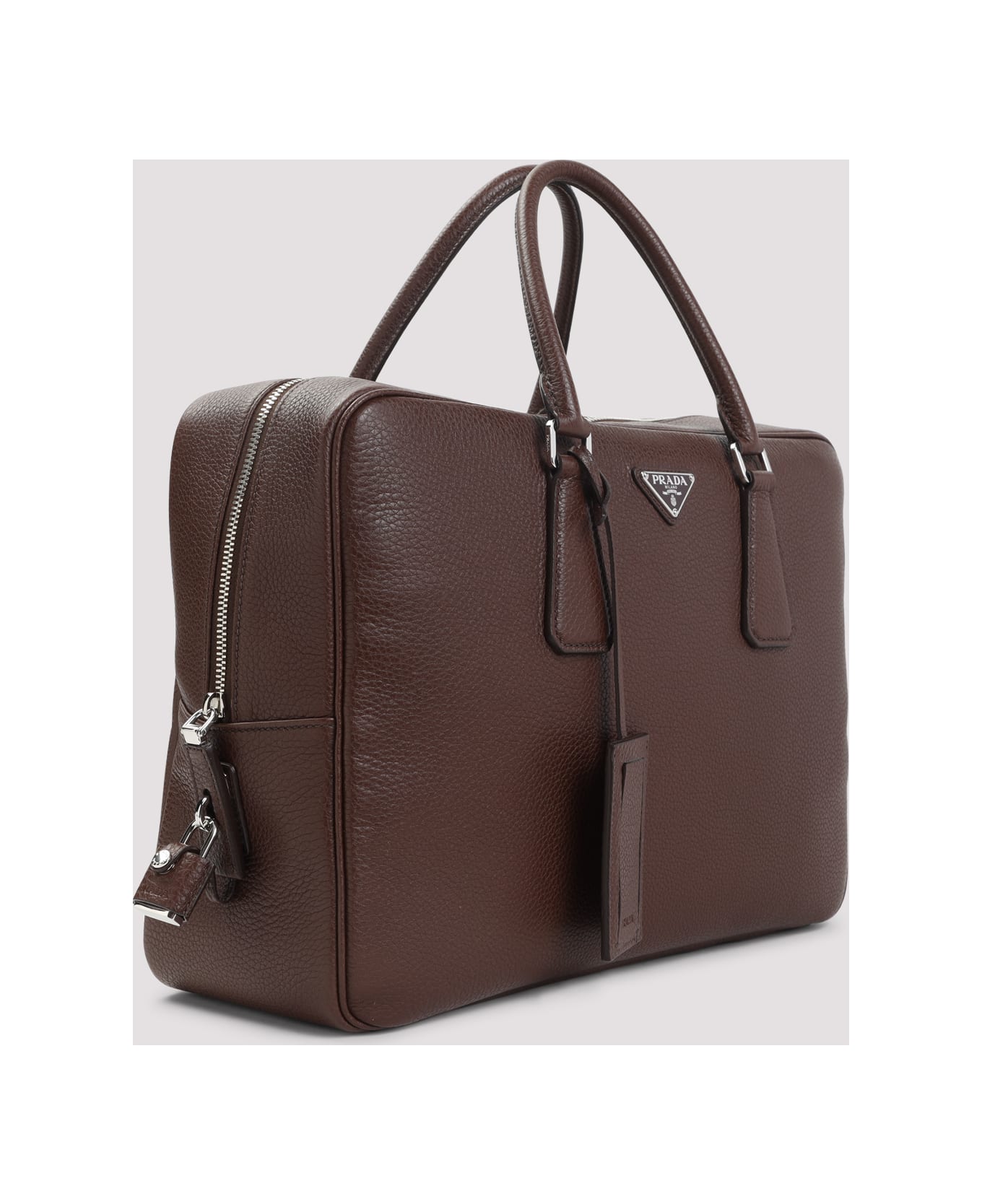 Prada Grained Leather Tote Bag - Bruciato