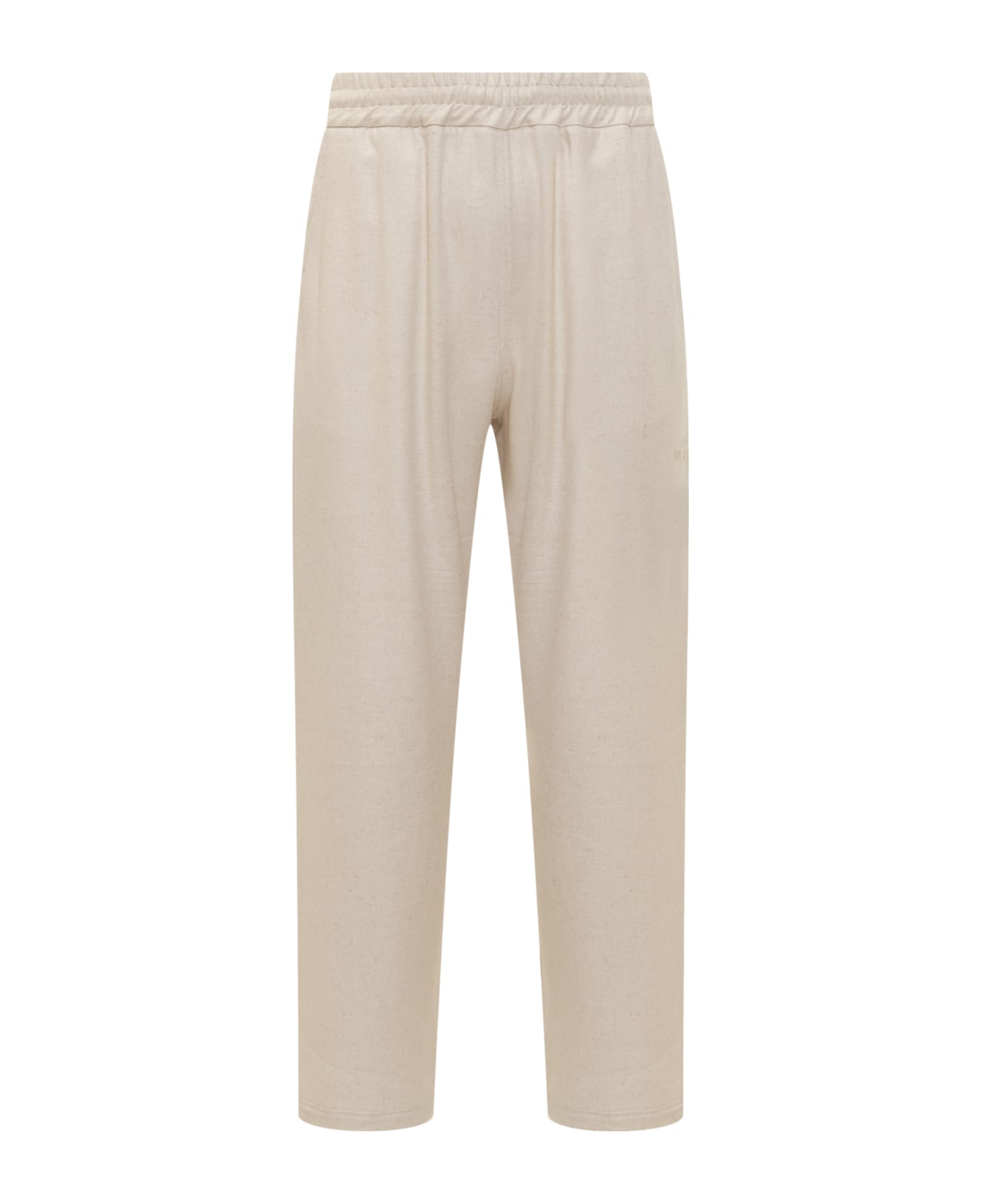 GCDS Linen Blend Wide Pants - OFF-WHITE