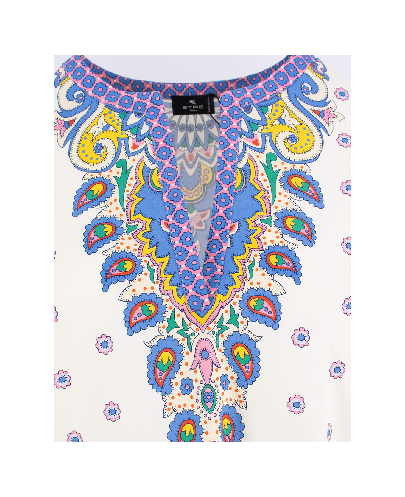 Etro Cotton Shirt With Multicolor Print - PRINT ON WHITE BASE