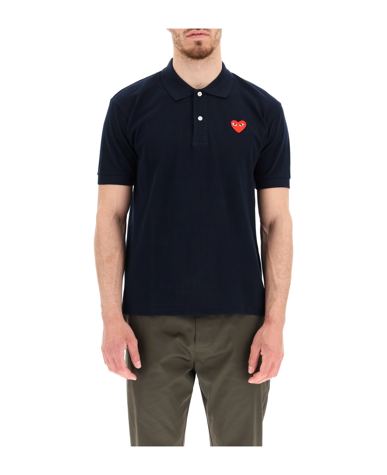 Comme des Garçons Play Heart Polo Shirt - NAVY (Blue)