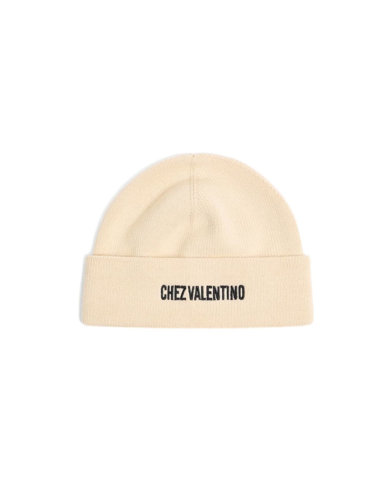 Valentino Garavani Chez Valentino Cotton And Wool Beanie - White