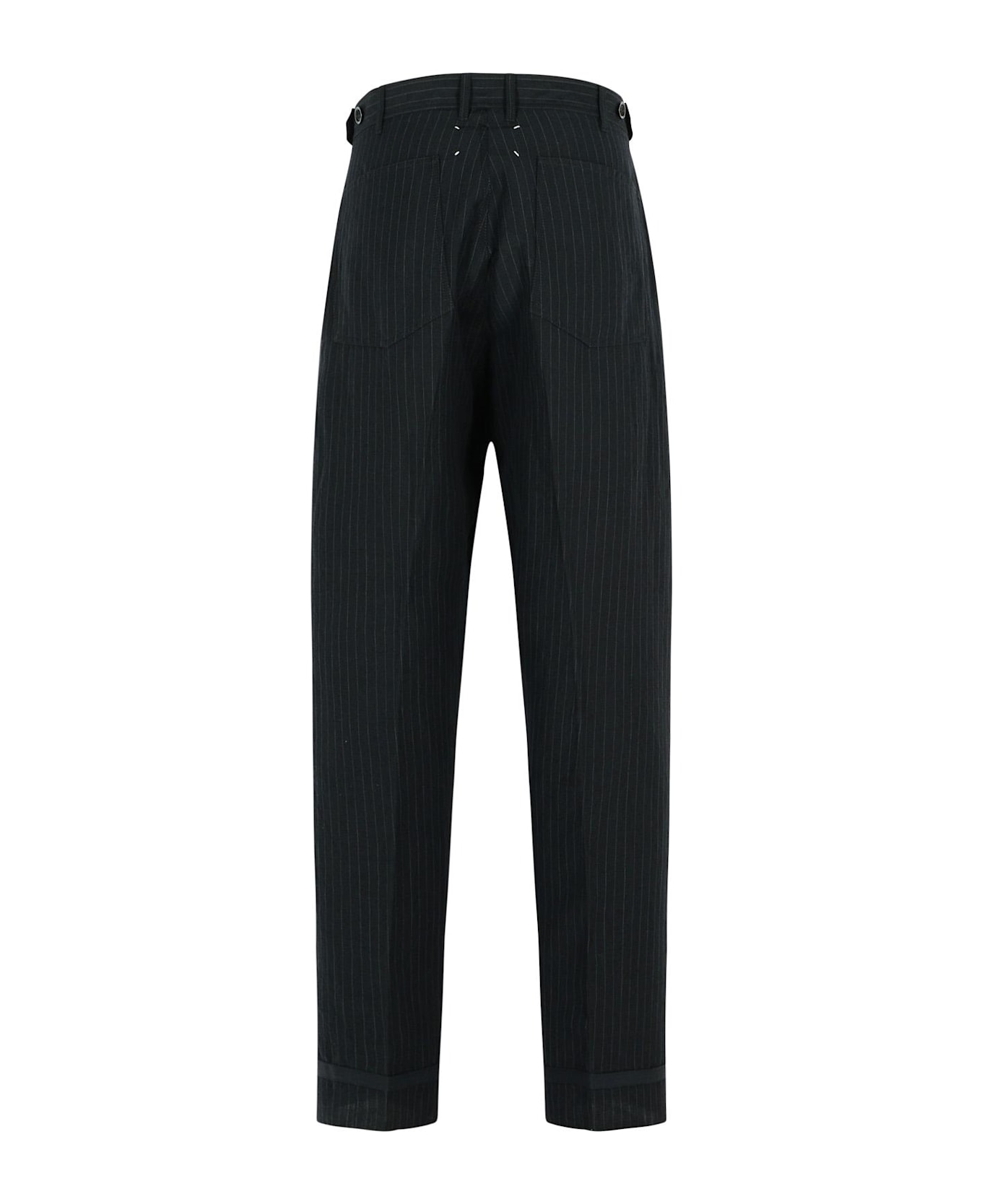 Maison Margiela Black Linen Blend Trousers - Black