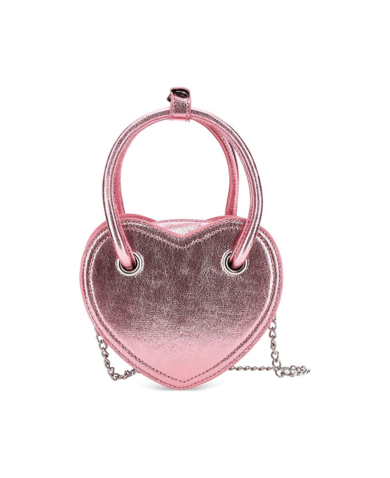 Monnalisa Pink Heart-shaped Handbag In Eco Leather Girl - Pink