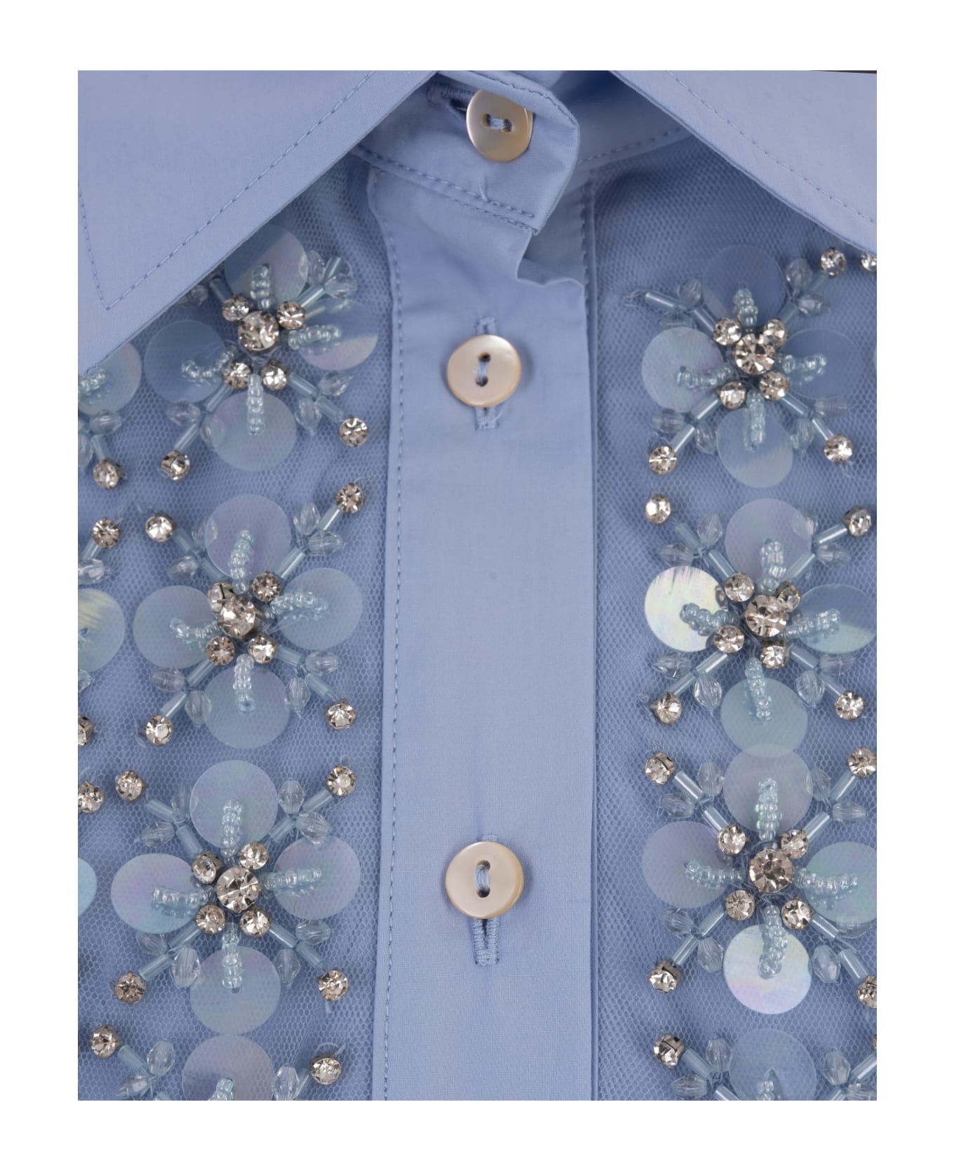 Parosh Light Blue Sequins Canyox Shirt - Blue シャツ