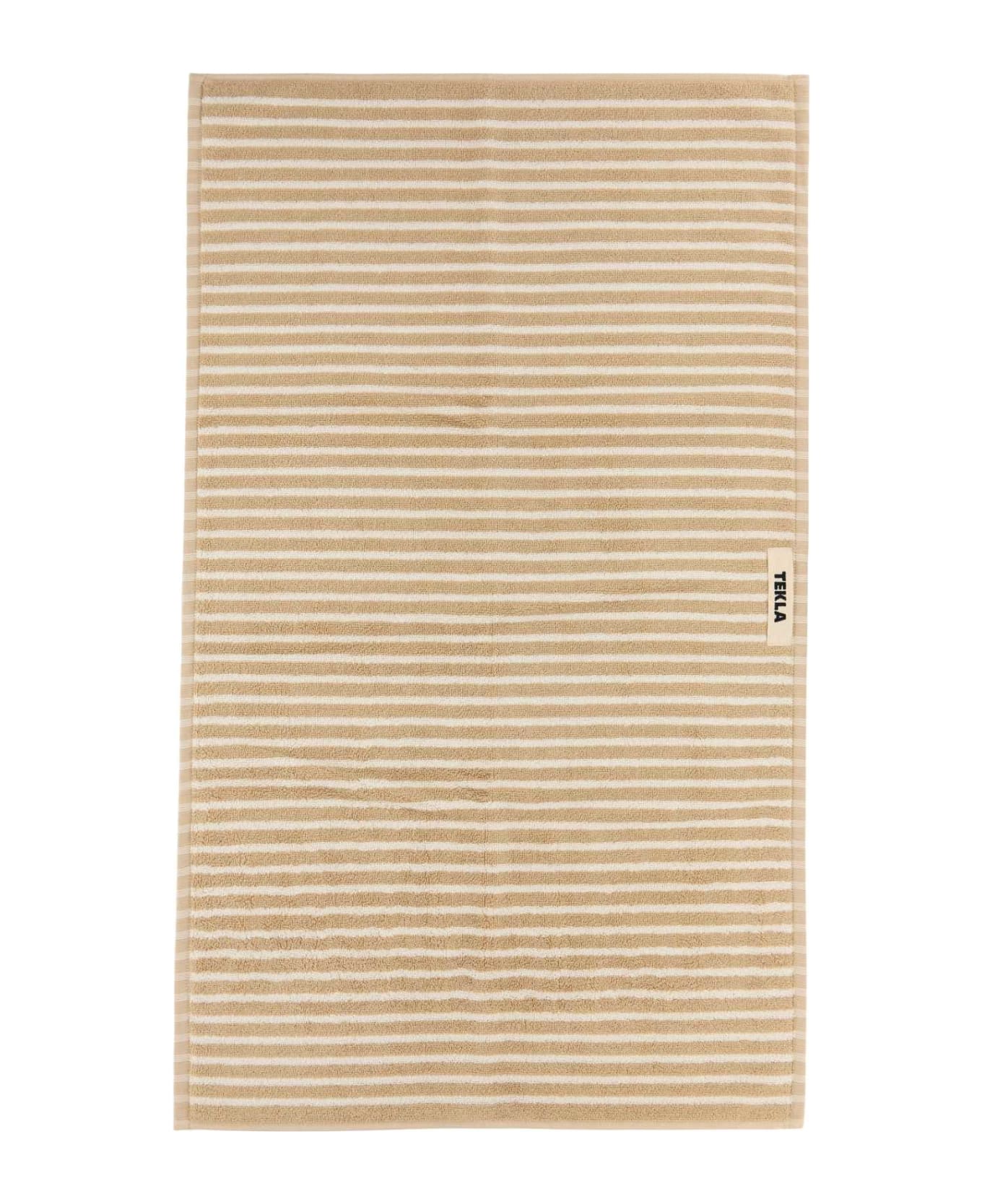 Tekla Embroidered Terry Towel - IVORY STRIPES