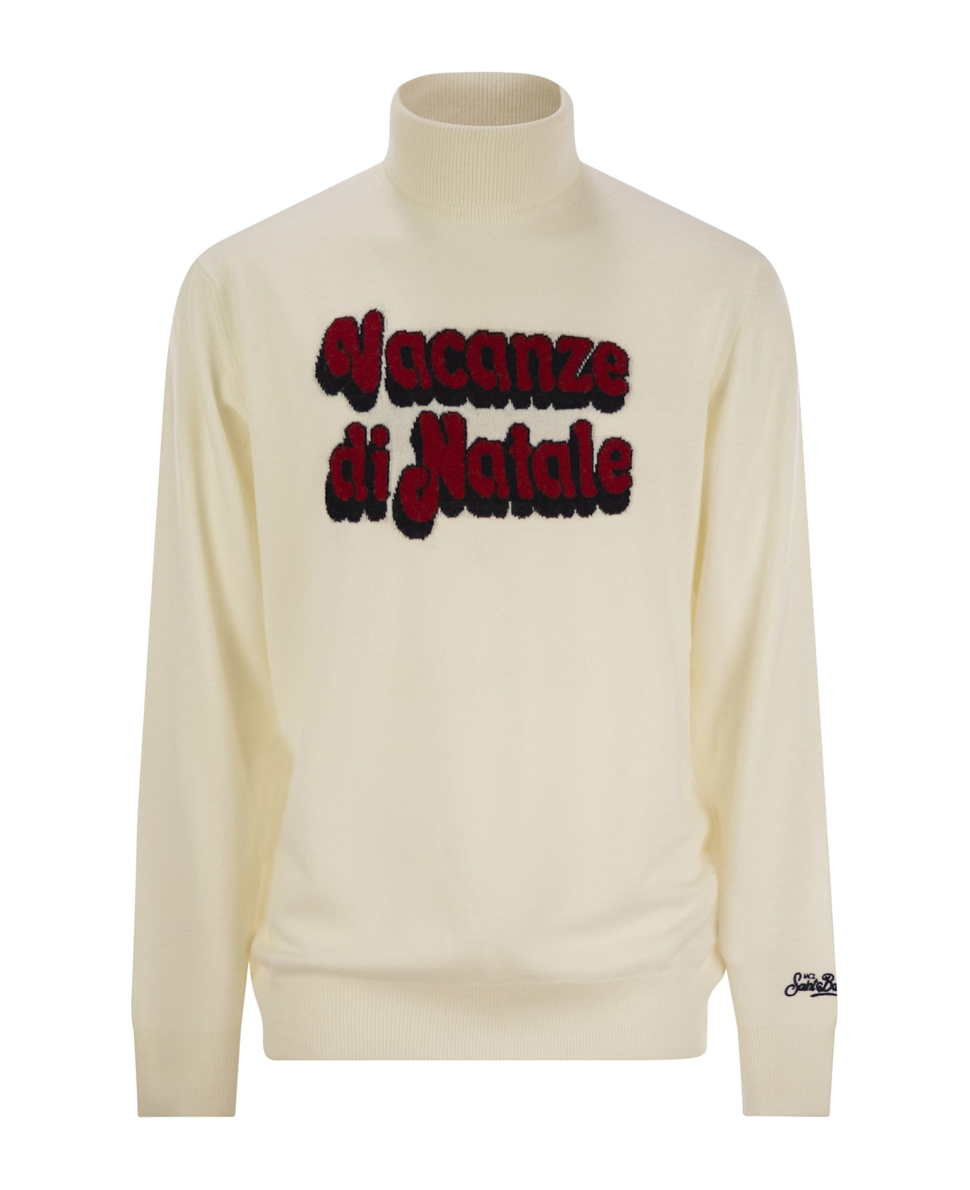 MC2 Saint Barth Wool And Cashmere Blend Turtleneck Sweater Vacanze Di Natale - White