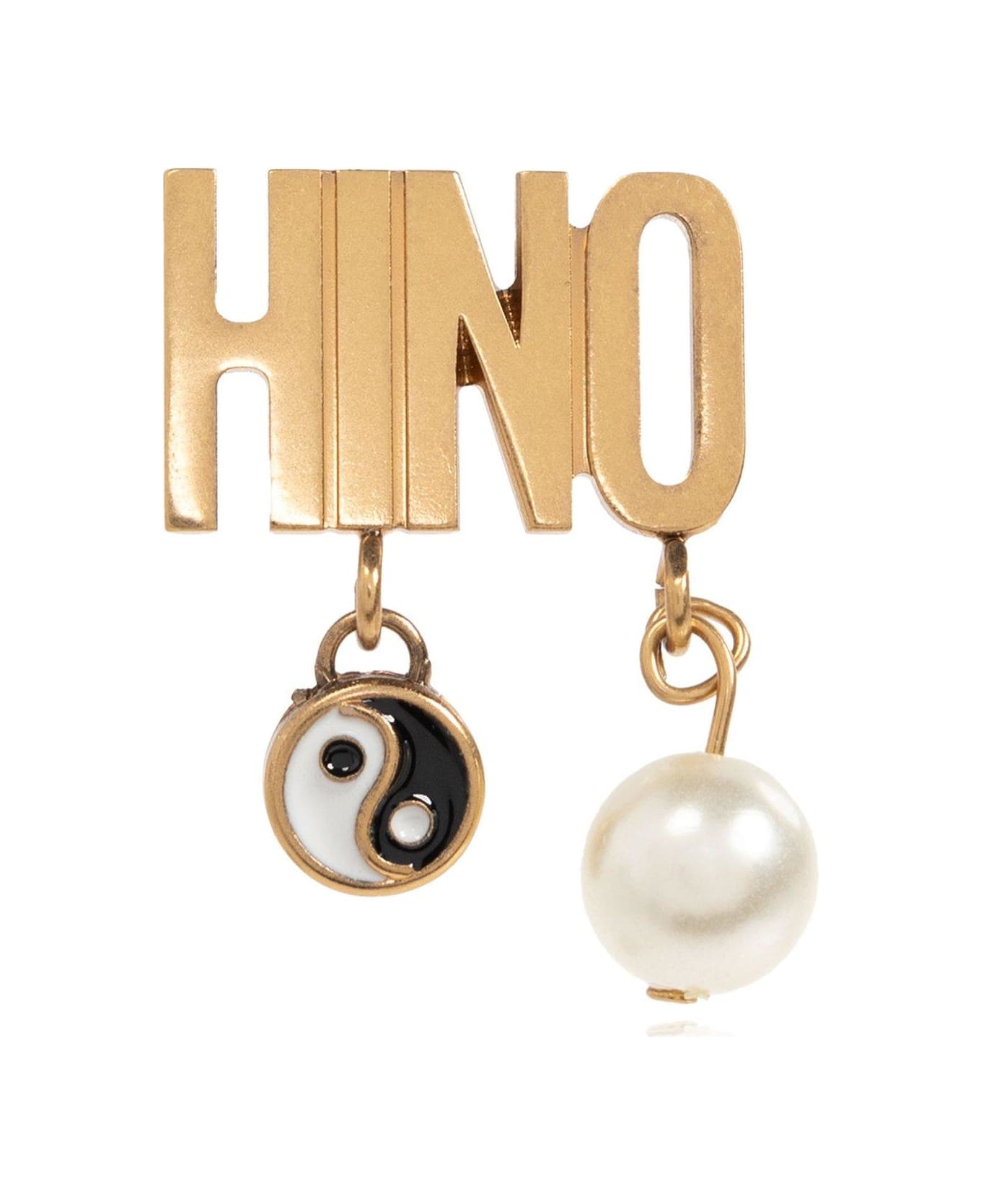 Moschino Logo Lettering Drop Earrings - GOLD
