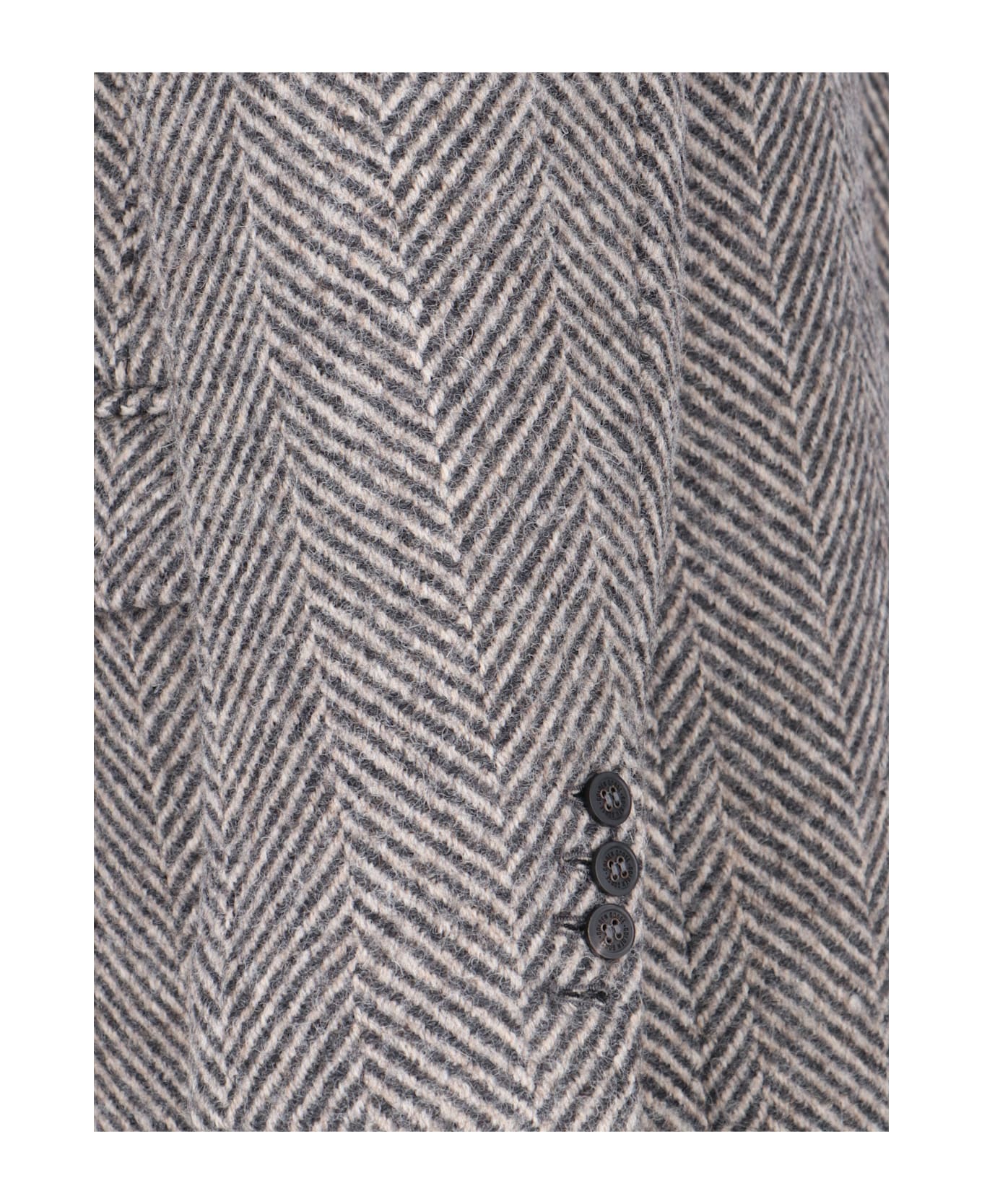 Golden Goose Herringbone Pattern Single-breasted Coat - Beige