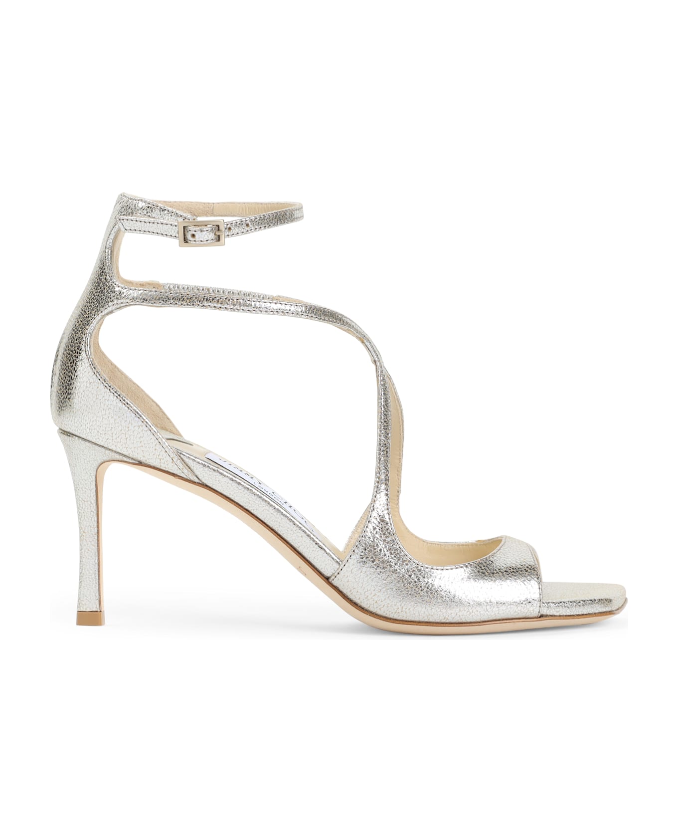 Jimmy Choo Glitter Azia 75 Leather Sandals - Champagne