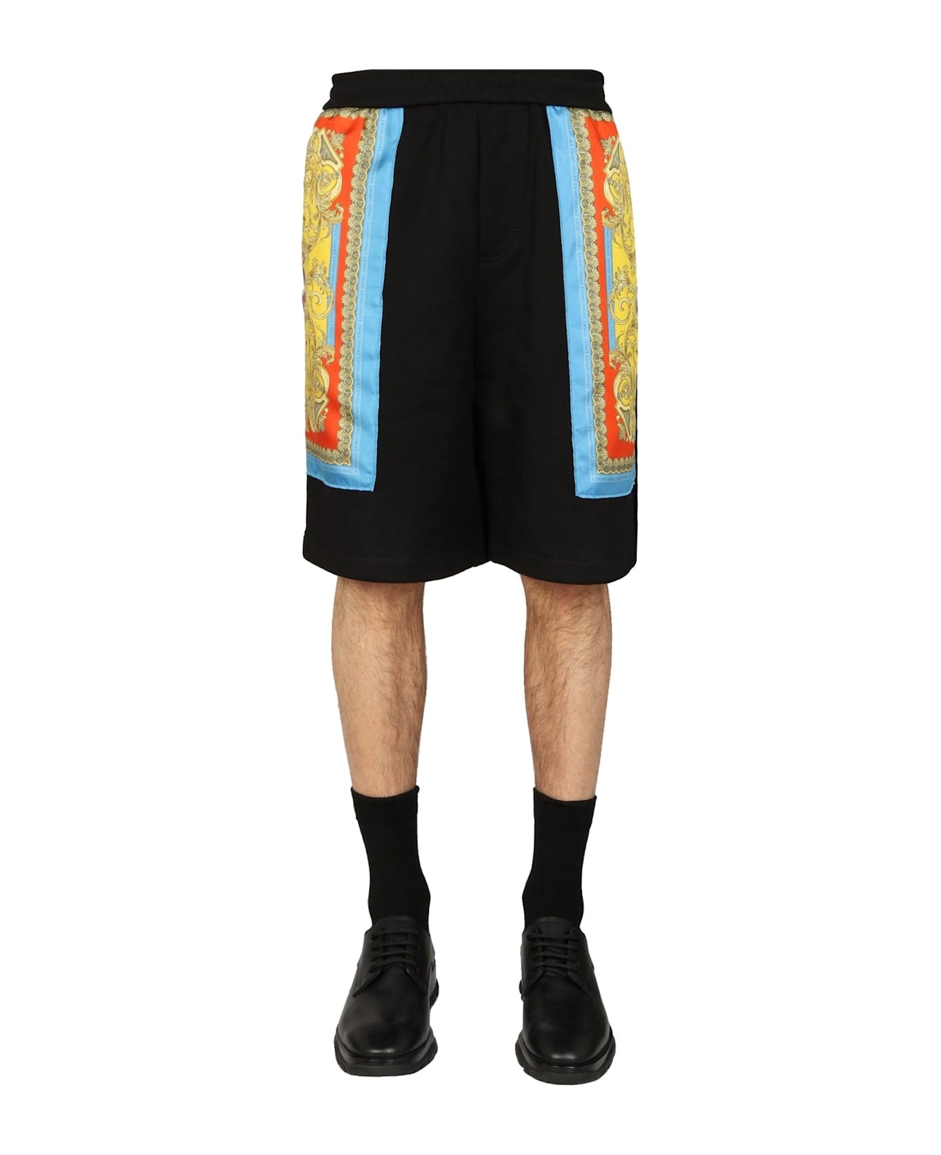 Versace Barocco Goddess Night Print Shorts - Black
