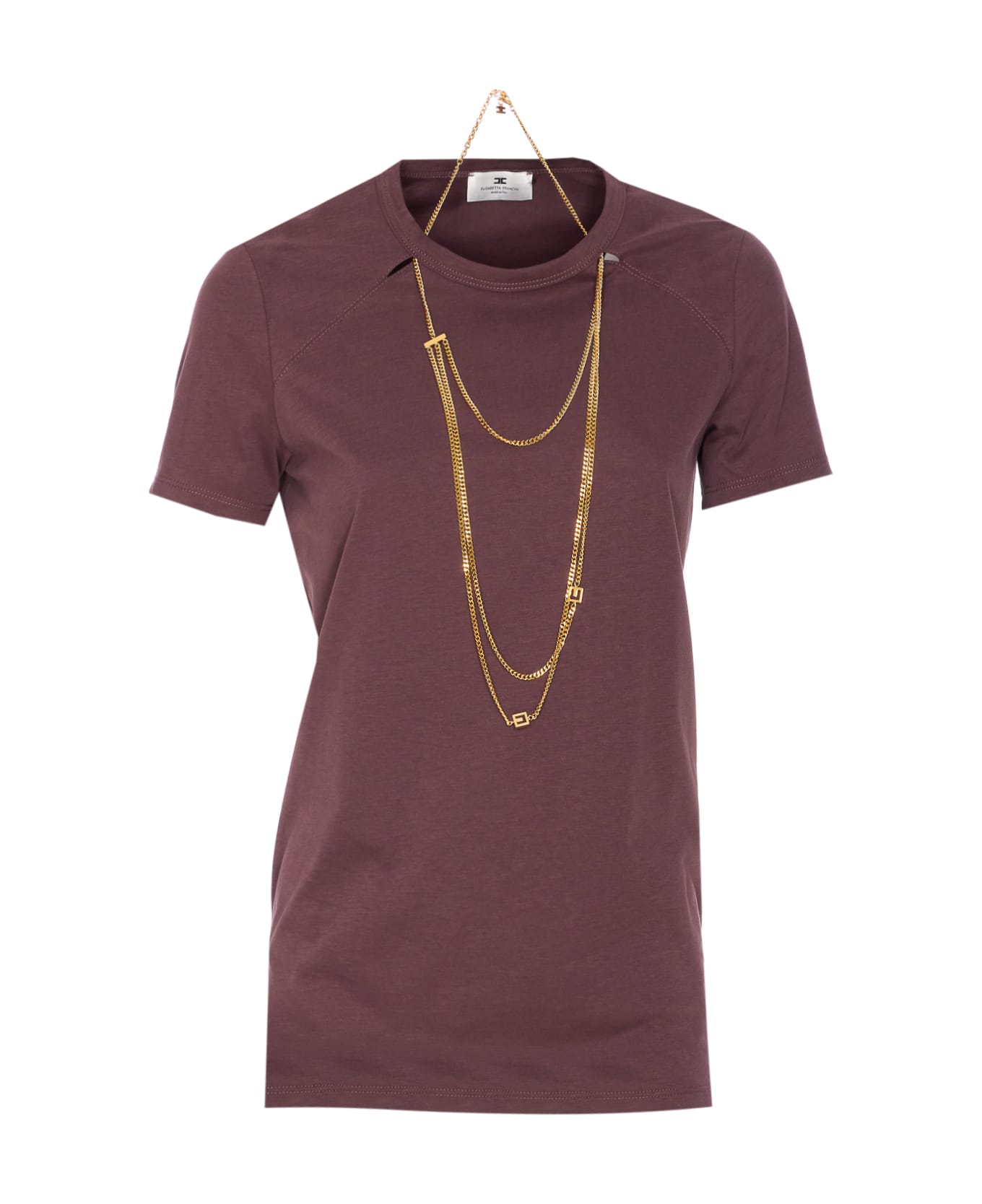 Elisabetta Franchi Jersey T-shirt With Jewel Detail - Purple