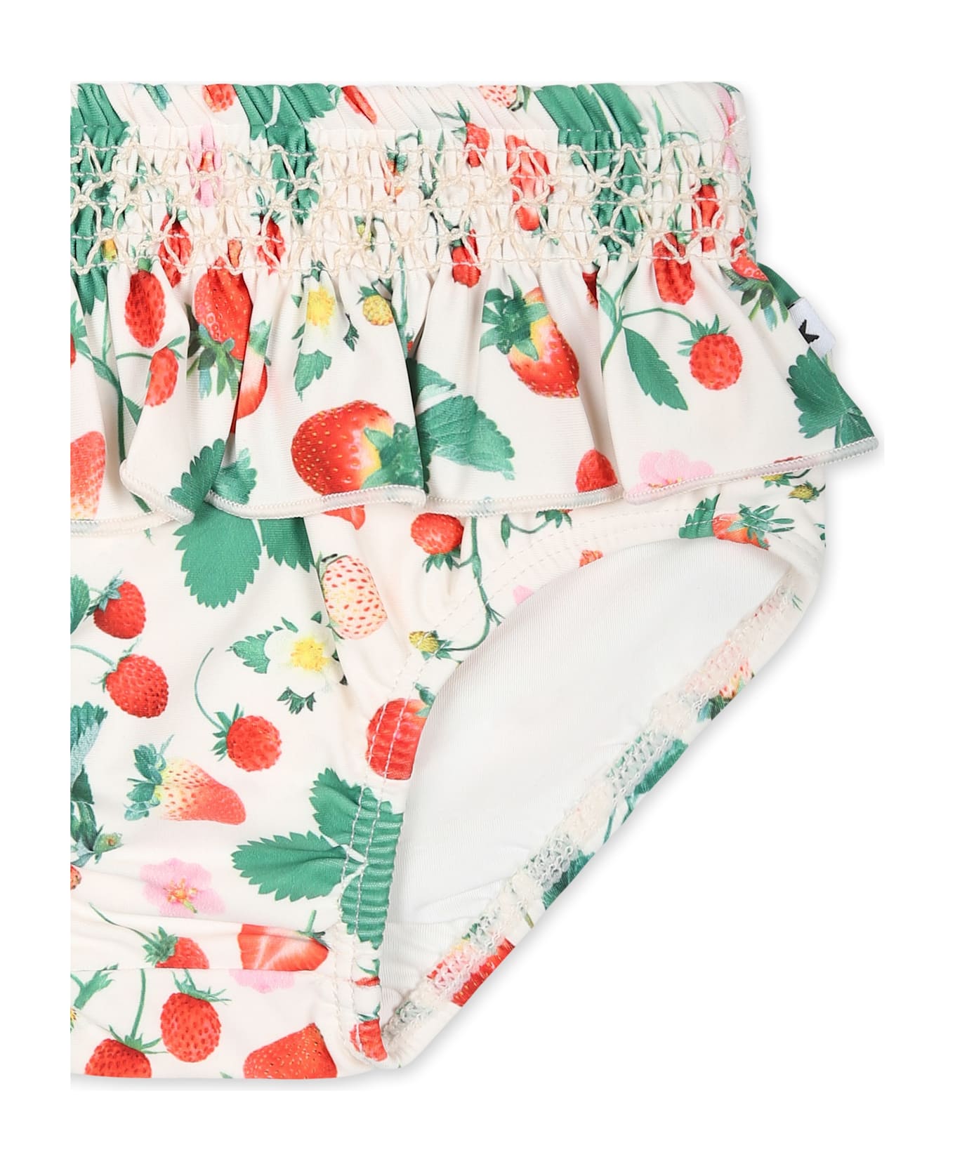 Molo Ivory Swim Briefs For Baby Girl With Strawberries - Ivory