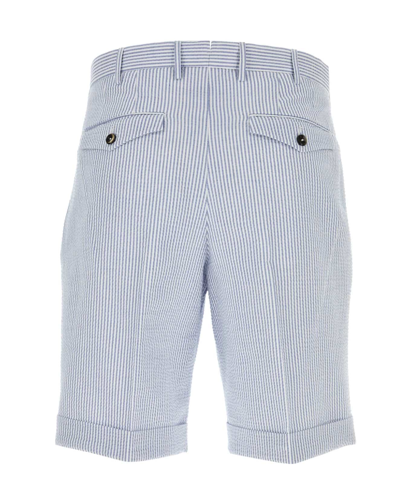 PT Torino Embroidered Stretch Cotton Bermuda Shorts - AZZURROBIANCO