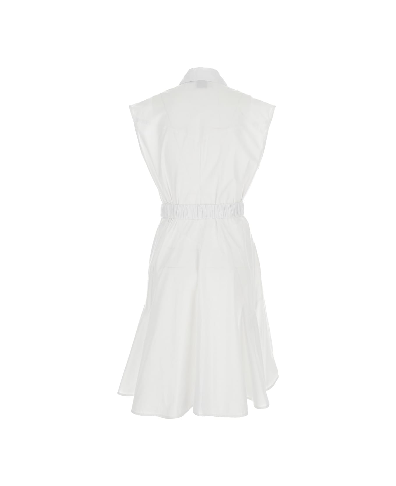 Pinko White Popeline Mini-dress With Love-bird Belt In Cotton Woman - White ワンピース＆ドレス