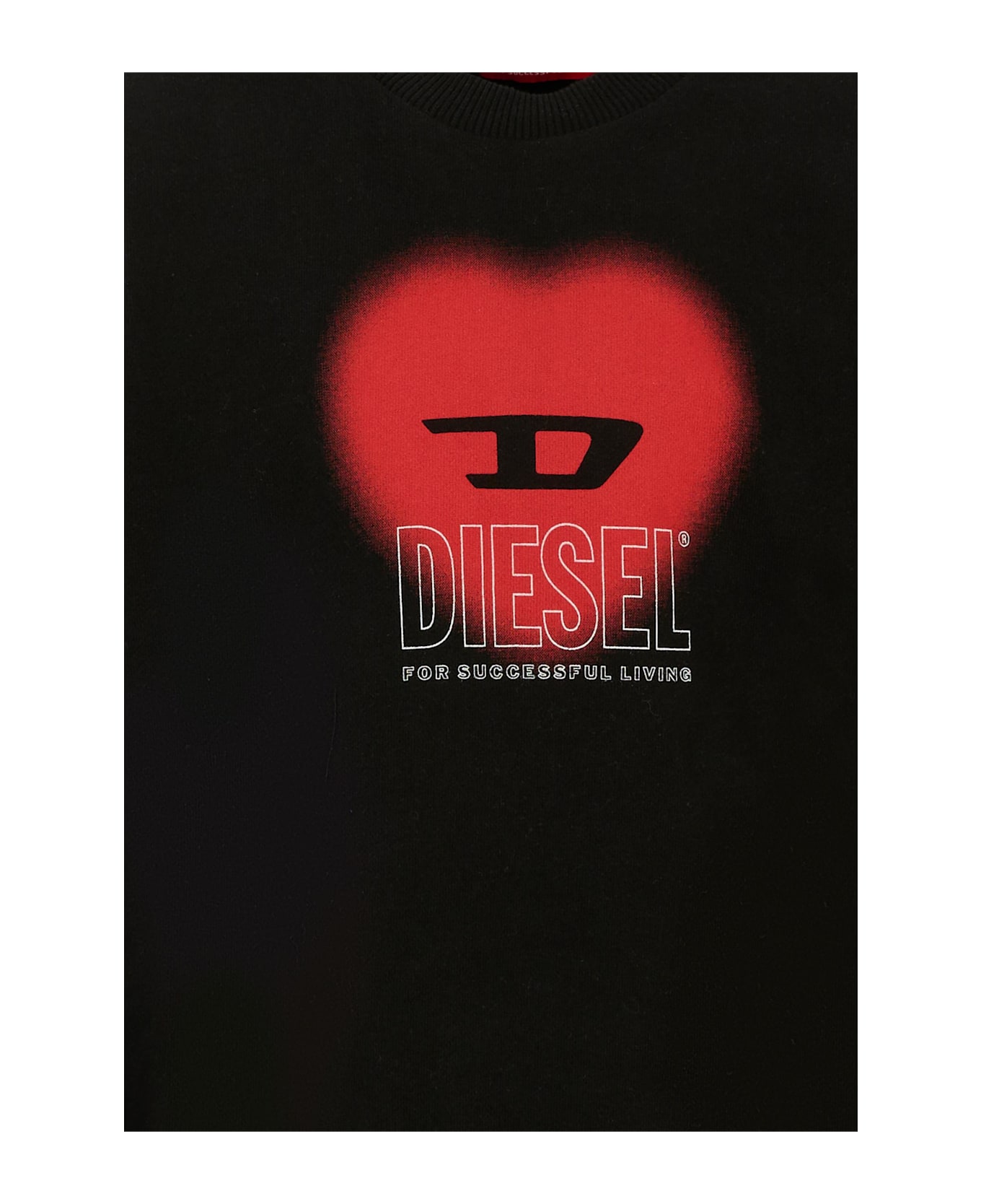 Diesel Black Sweatshirt For Girl With Heart - Black
