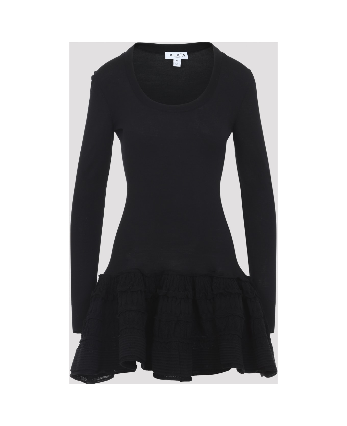 Alaia Alaïa Ruffle Mini Dress - Noir Alaia