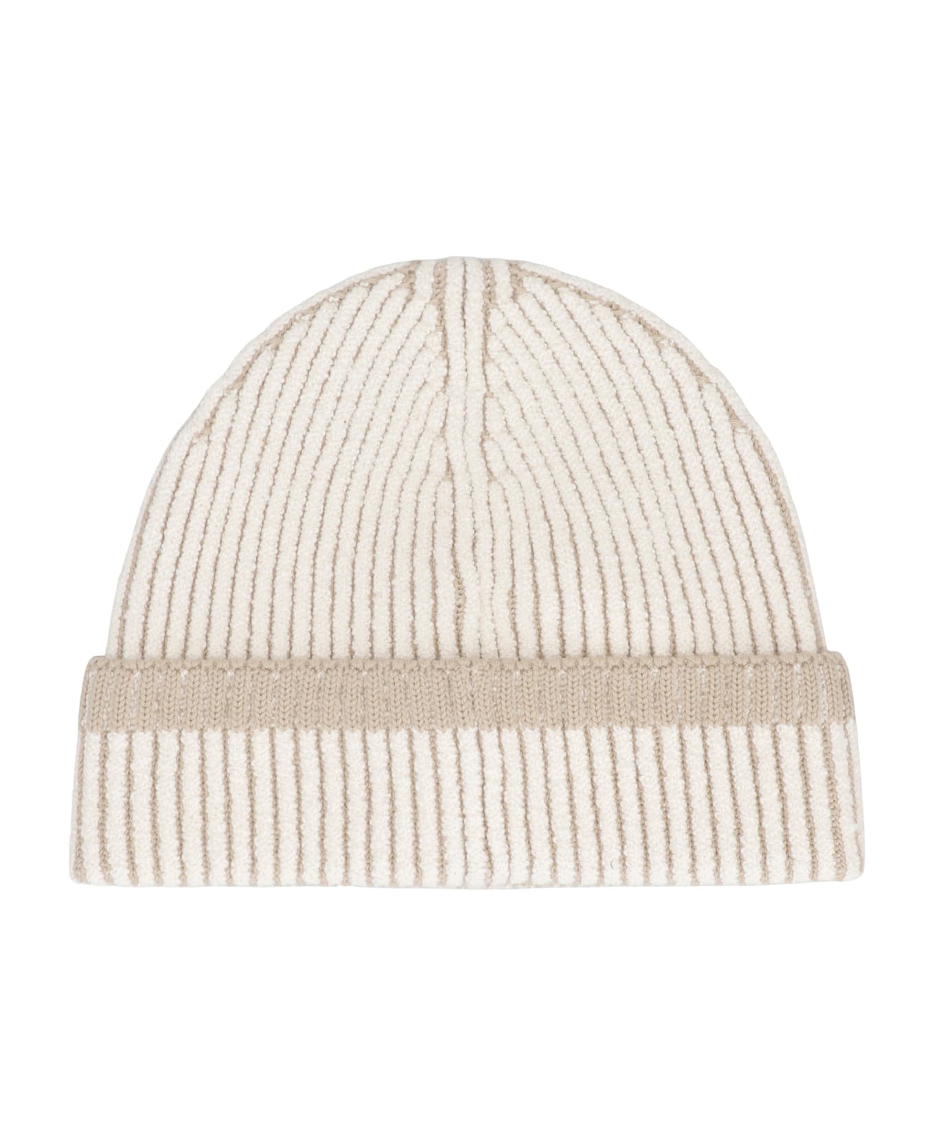 Stone Island Ribbed Knit Hat - Ivory