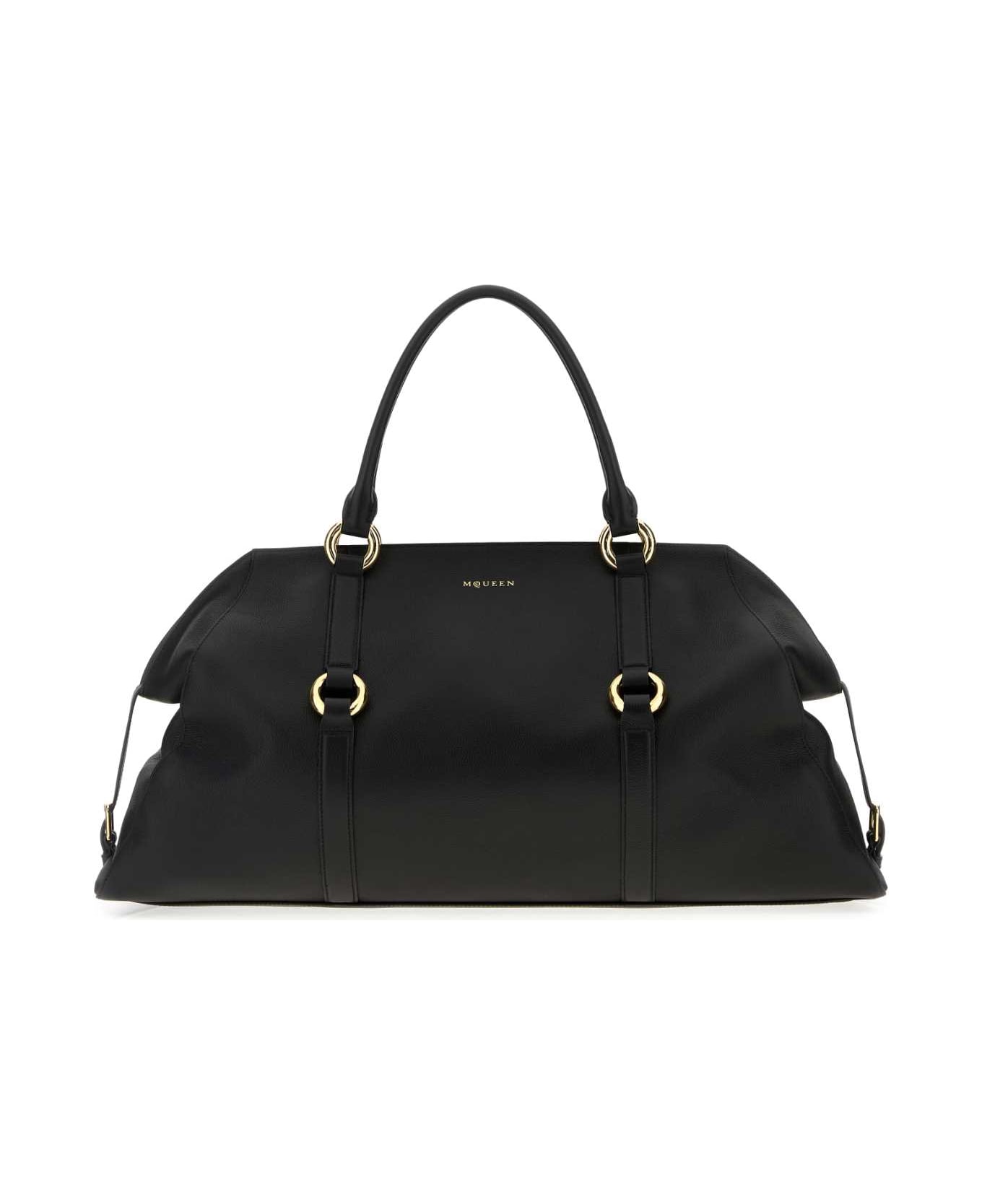Alexander McQueen Black Leather Farringdon Maxi Handbag - BLACKGOLD