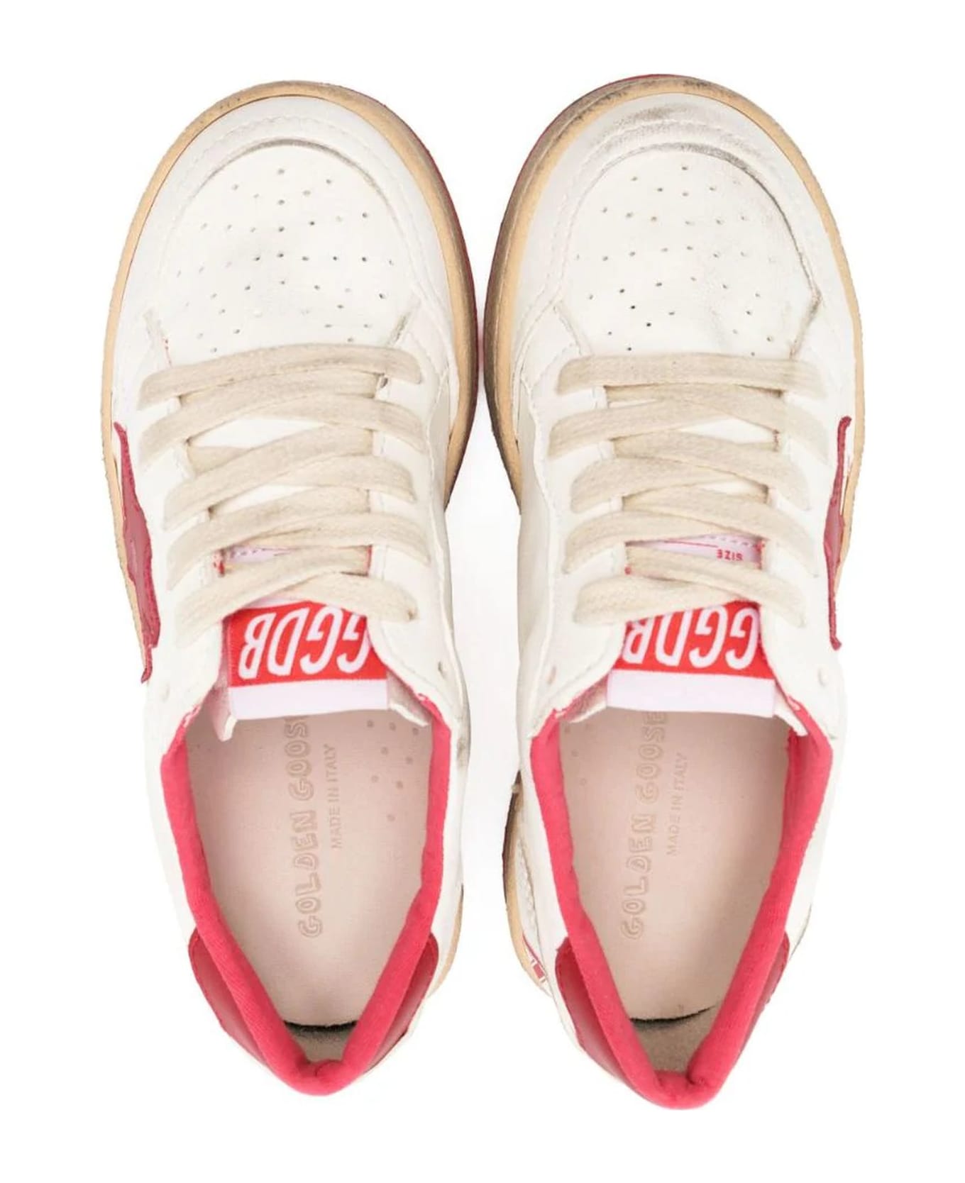 Golden Goose White And Red Calf Leather Sneakers - White/silver