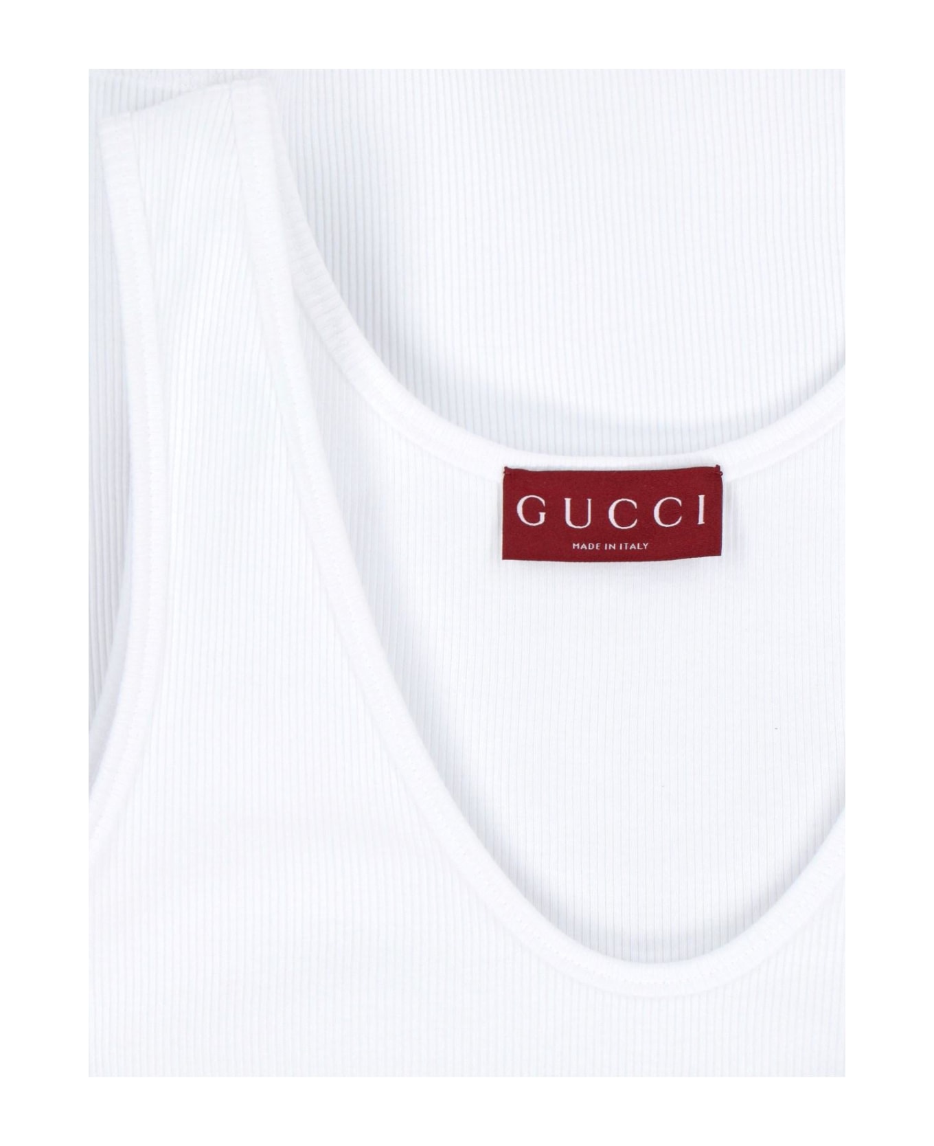 Gucci Logo Print Tank Top - White Brown Mc