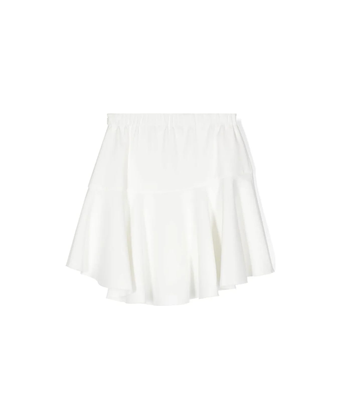 Miss Blumarine White Mini Skirt With 3d Rose - White ボトムス