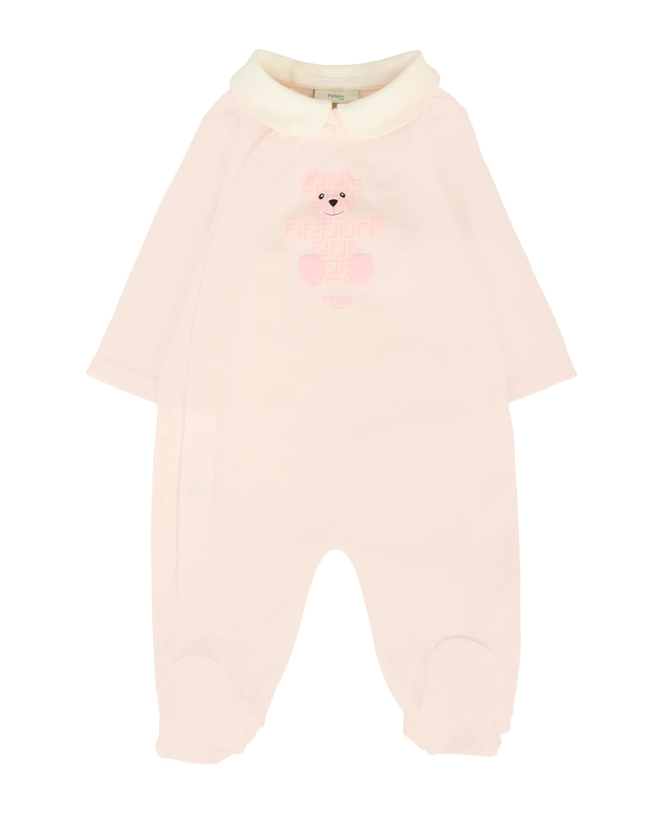 Fendi Pink Babygrow Suit For Baby Girl With Bear - Pink